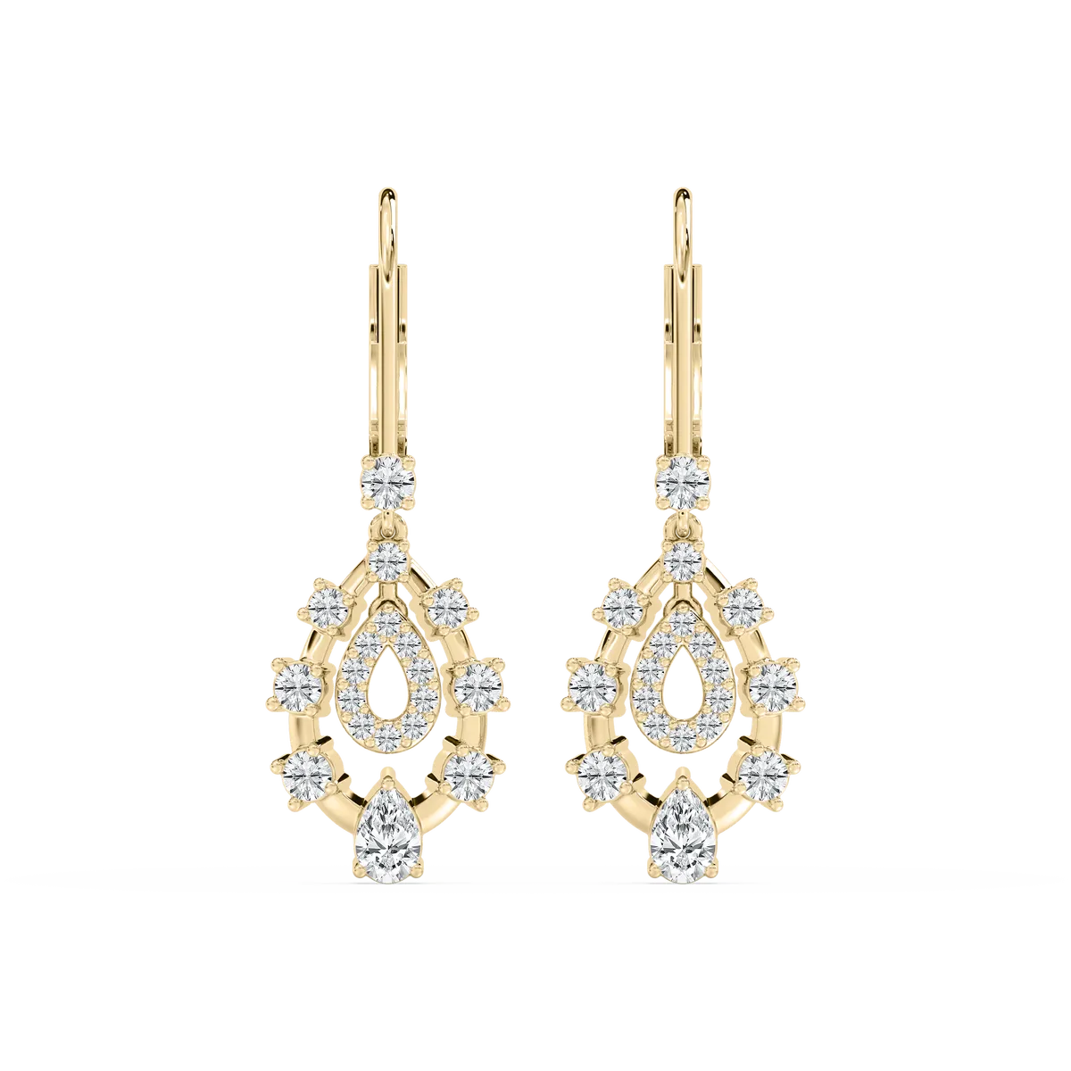 Pear And Round Diamond Classic Hoop And Balis