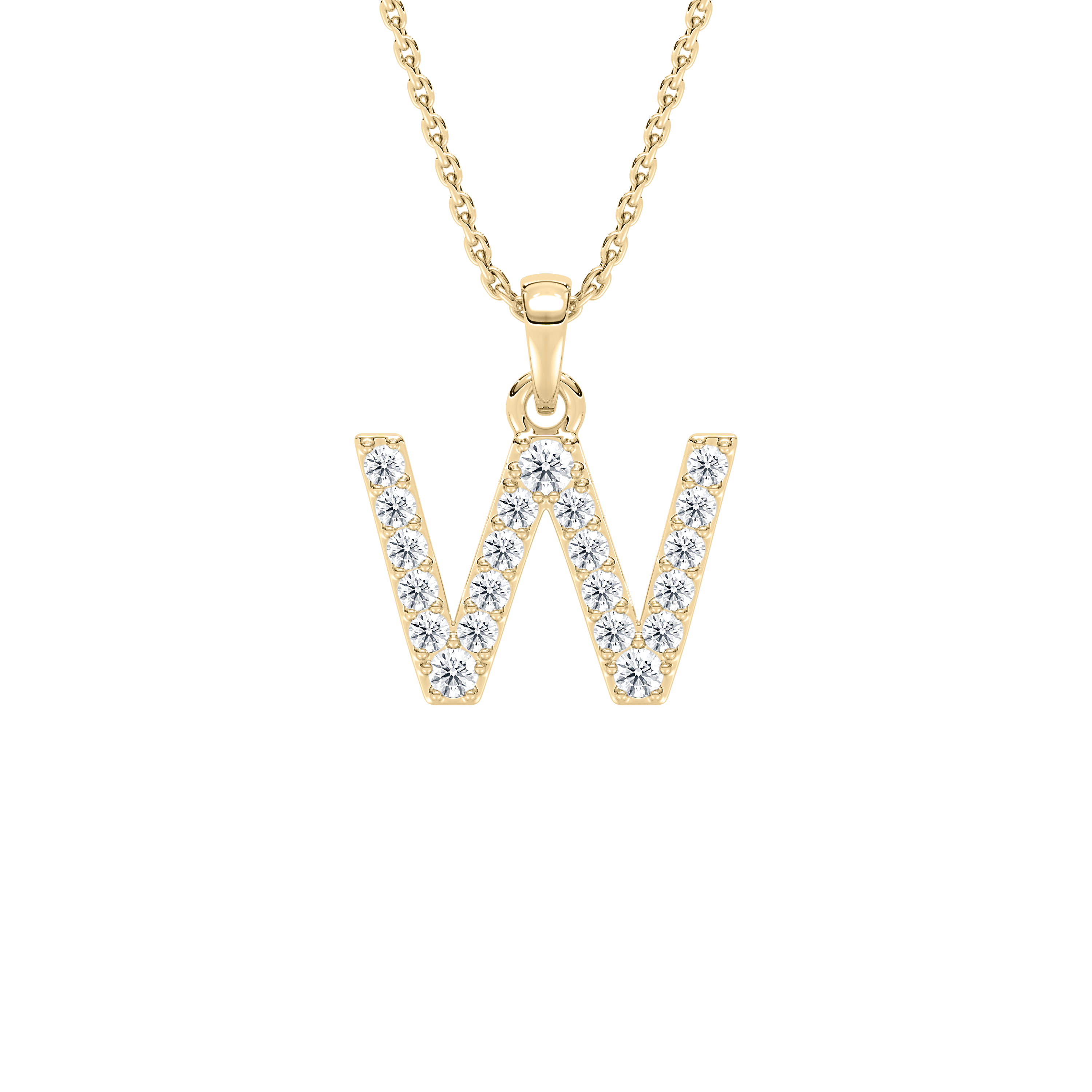 W Initial Alphabet Diamond Pendant
