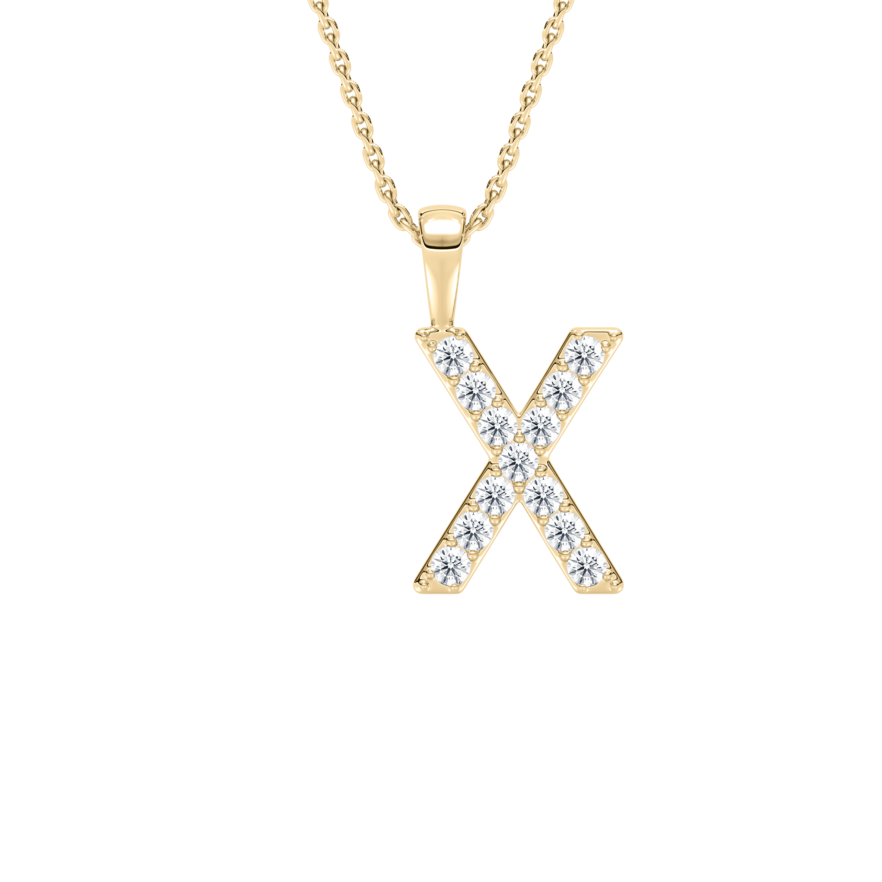 X Initial Alphabet Diamond Pendant