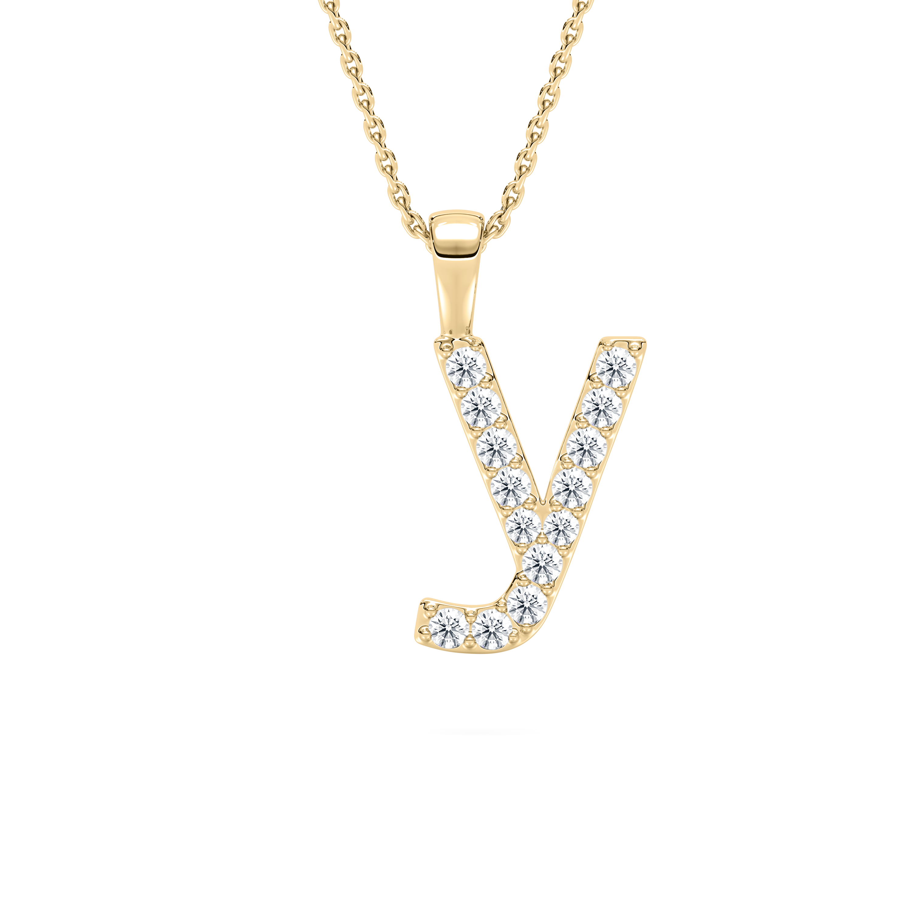 Y Initial Alphabet Diamond Pendant