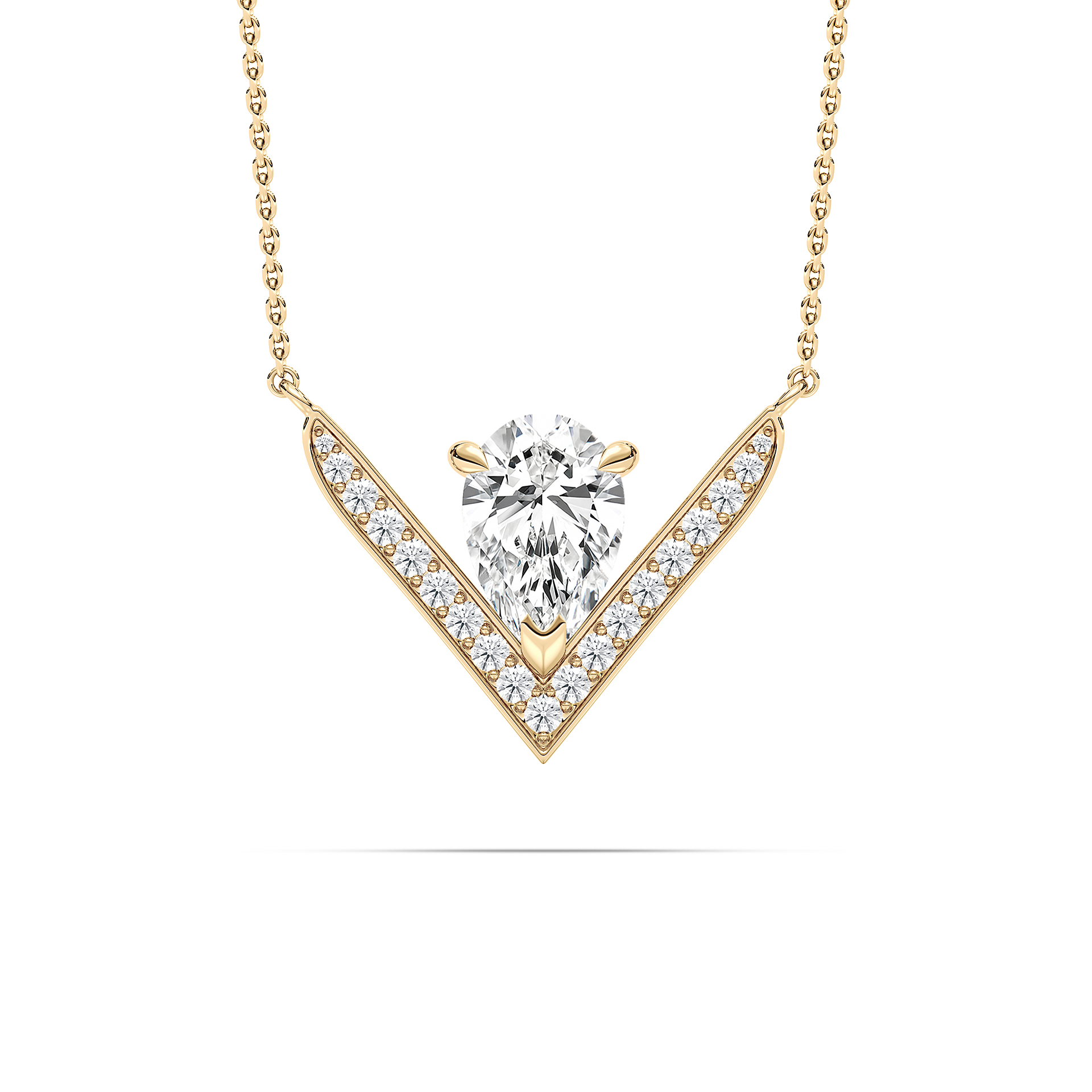 Pear Diamond Pave Chevron Fashion Pendant
