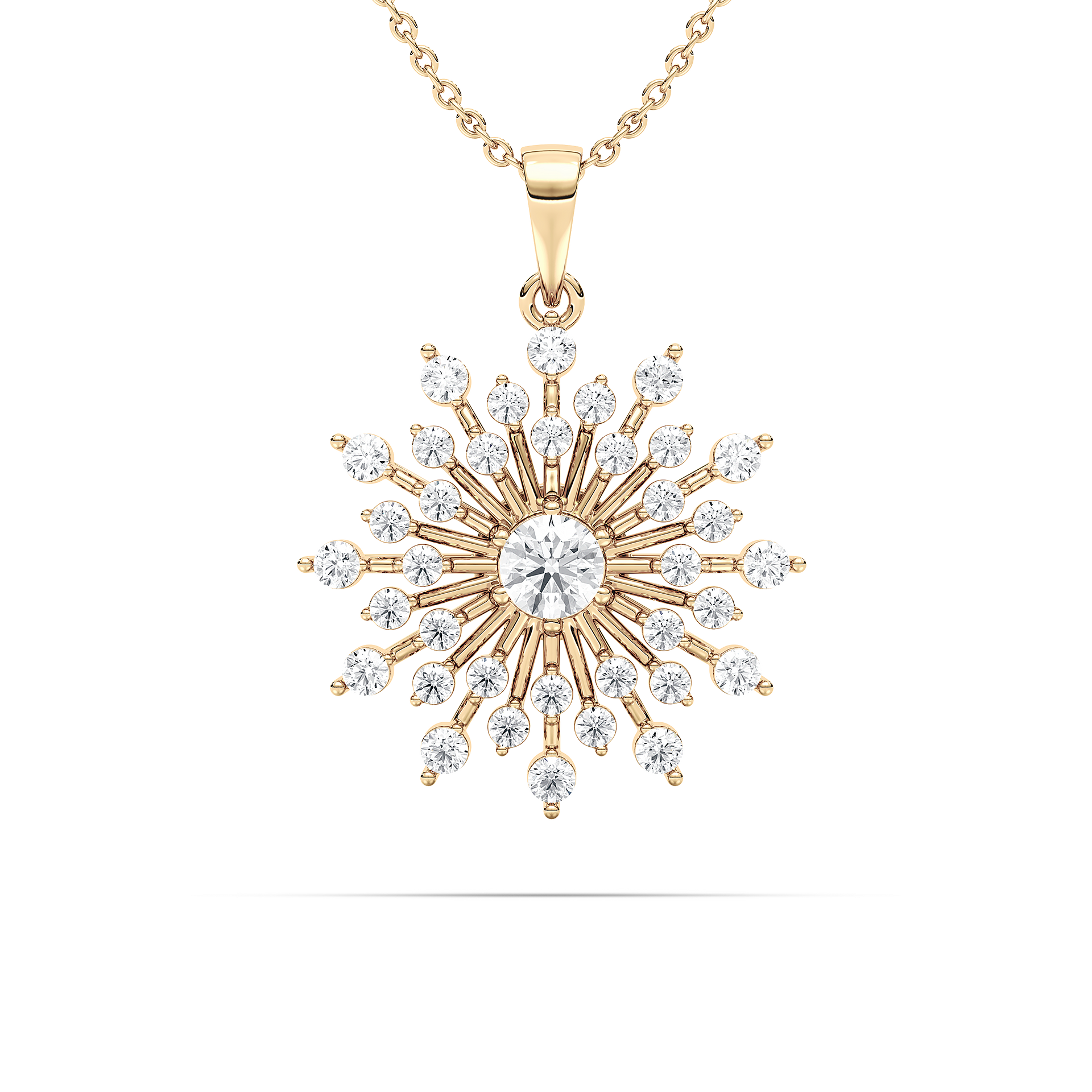 Round Diamond Sunburst Fashion Pendant