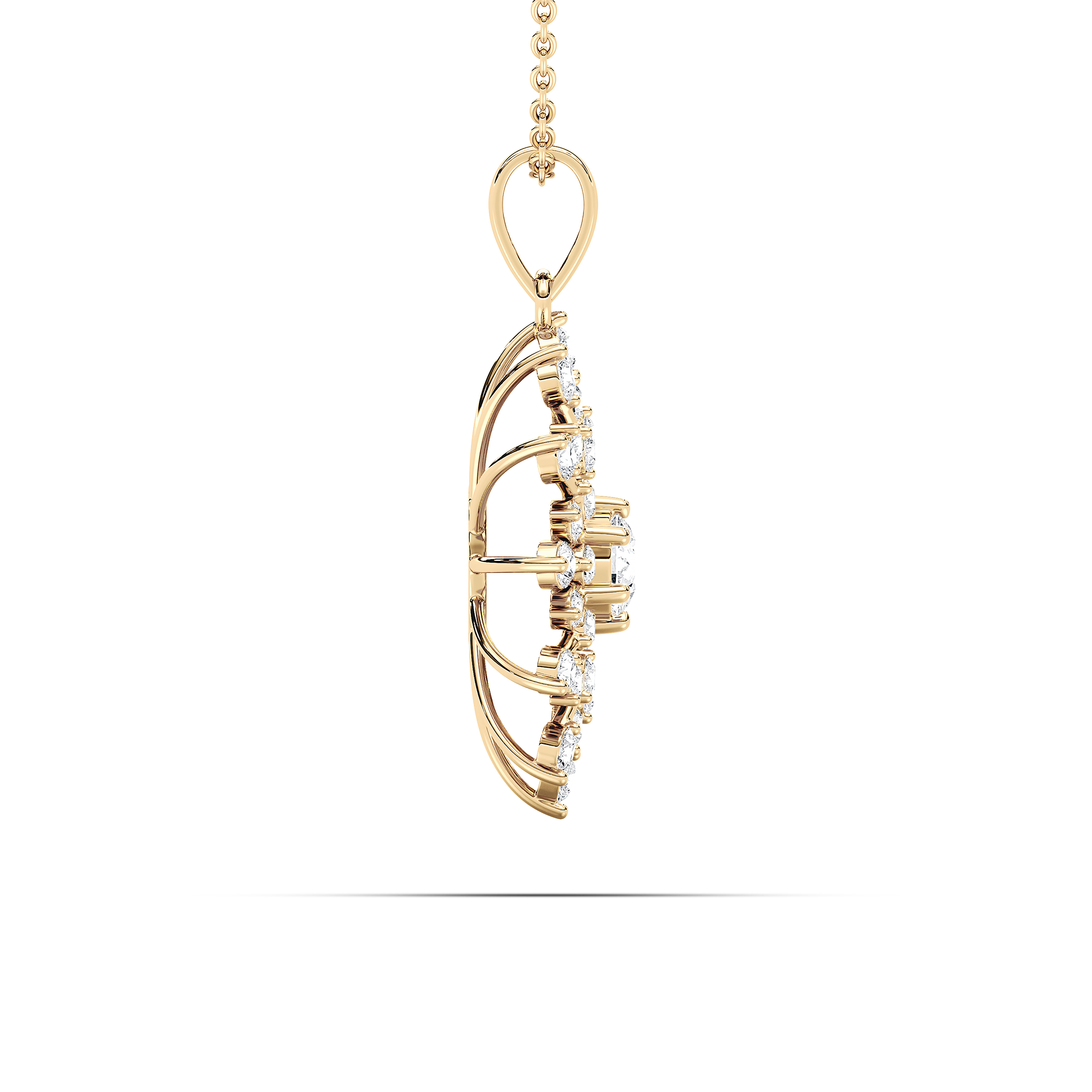 Round Diamond Sunburst Fashion Pendant