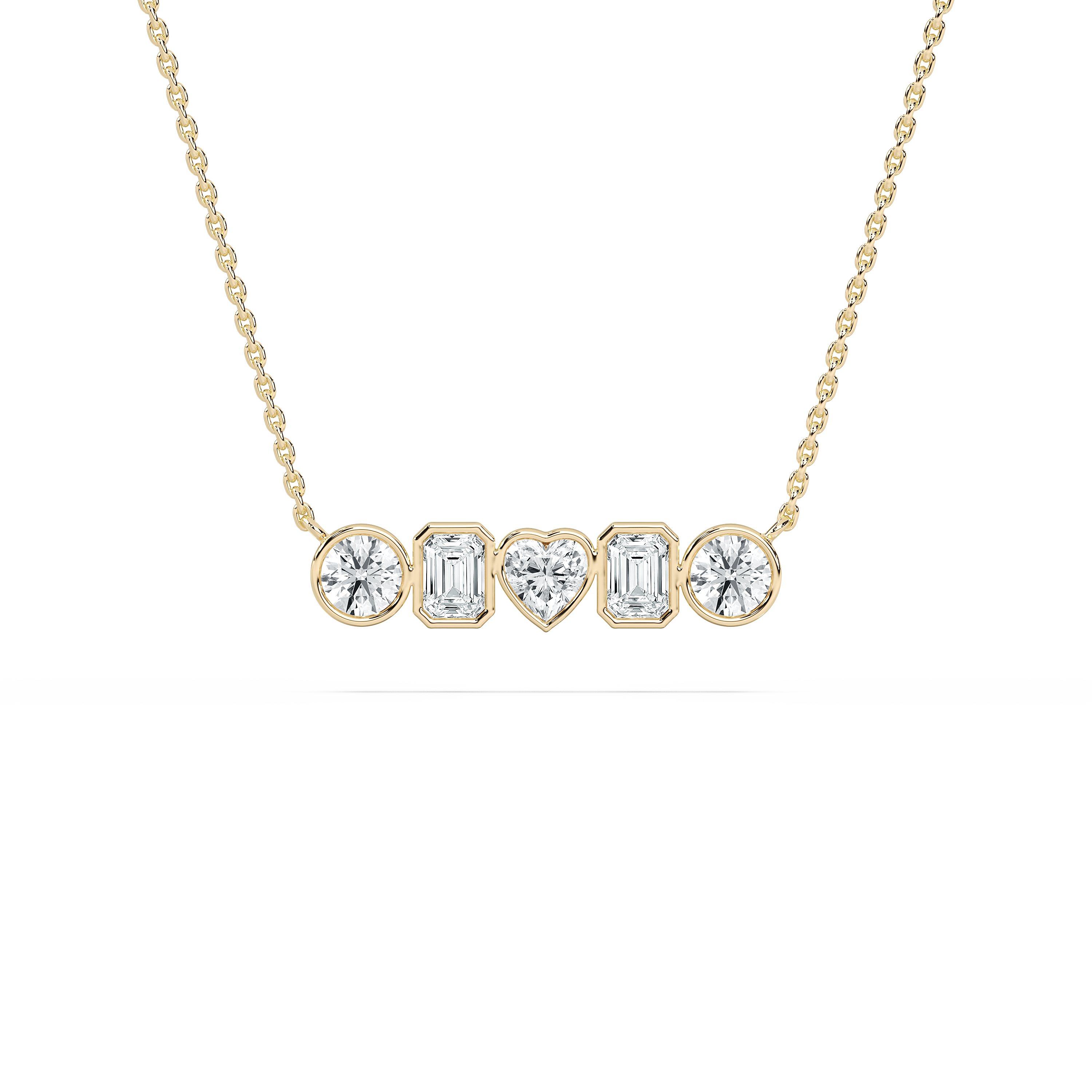 Multi Shape Diamond Five Stone Fashion Pendant