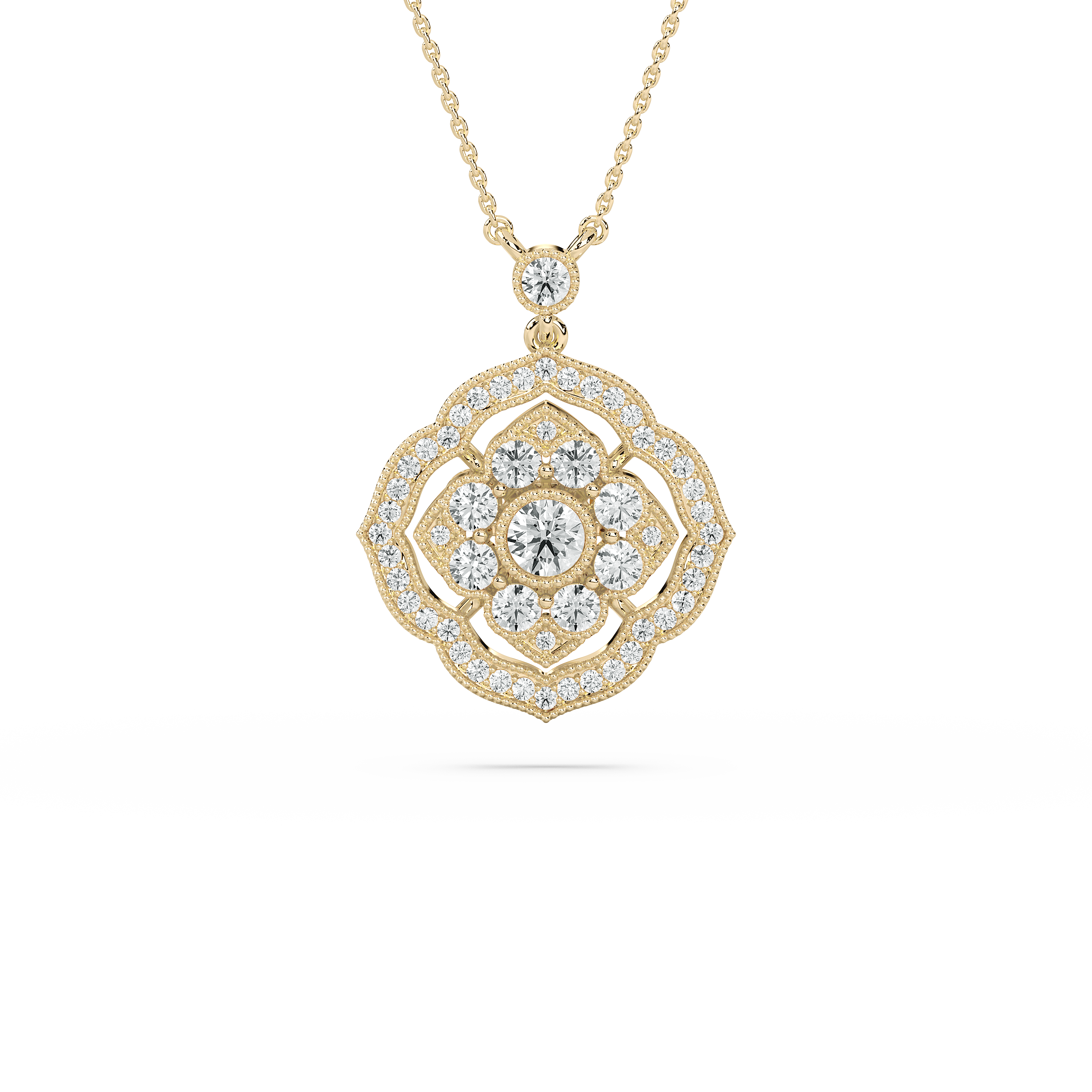 Round Diamond Vintage Inspired Shield Fashion Pendant