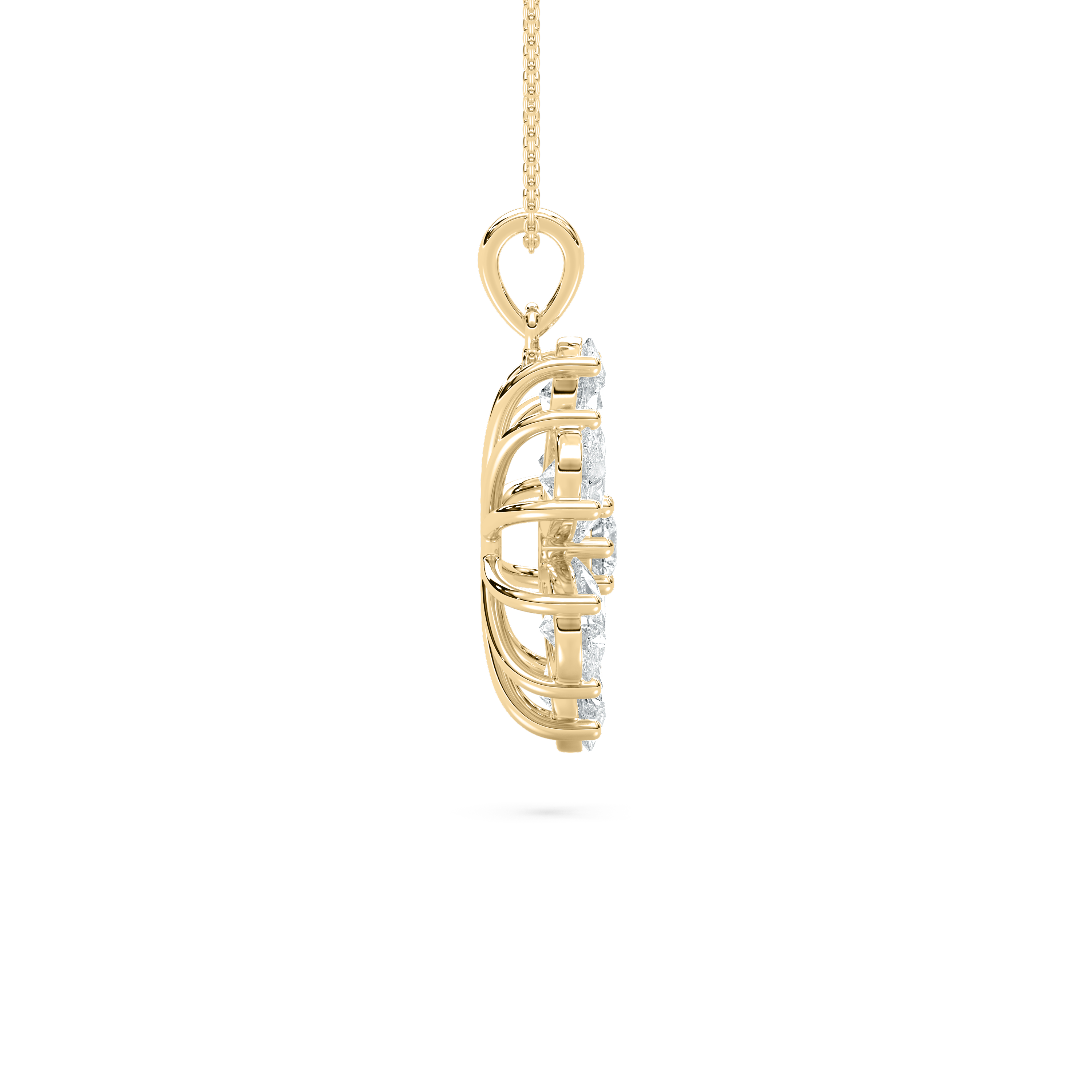 4.70 Carat Round And Pear Diamond Foliage Fashion Pendant