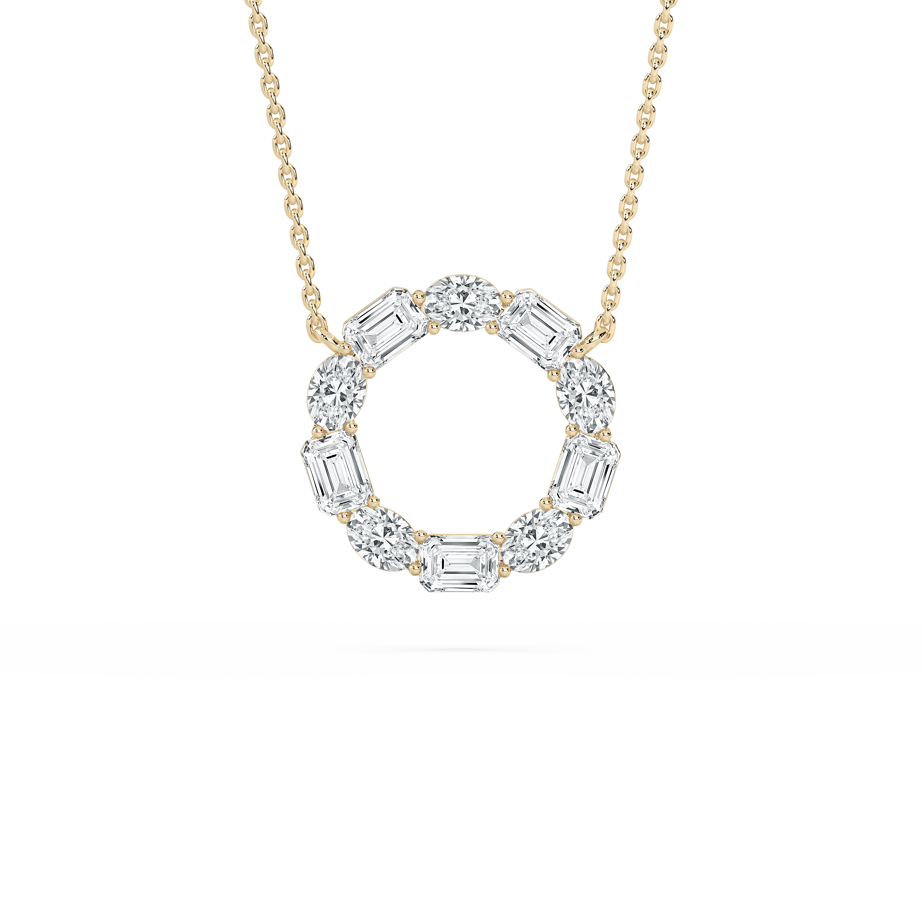 Emerald And Oval Diamond Circle Fashion Pendant