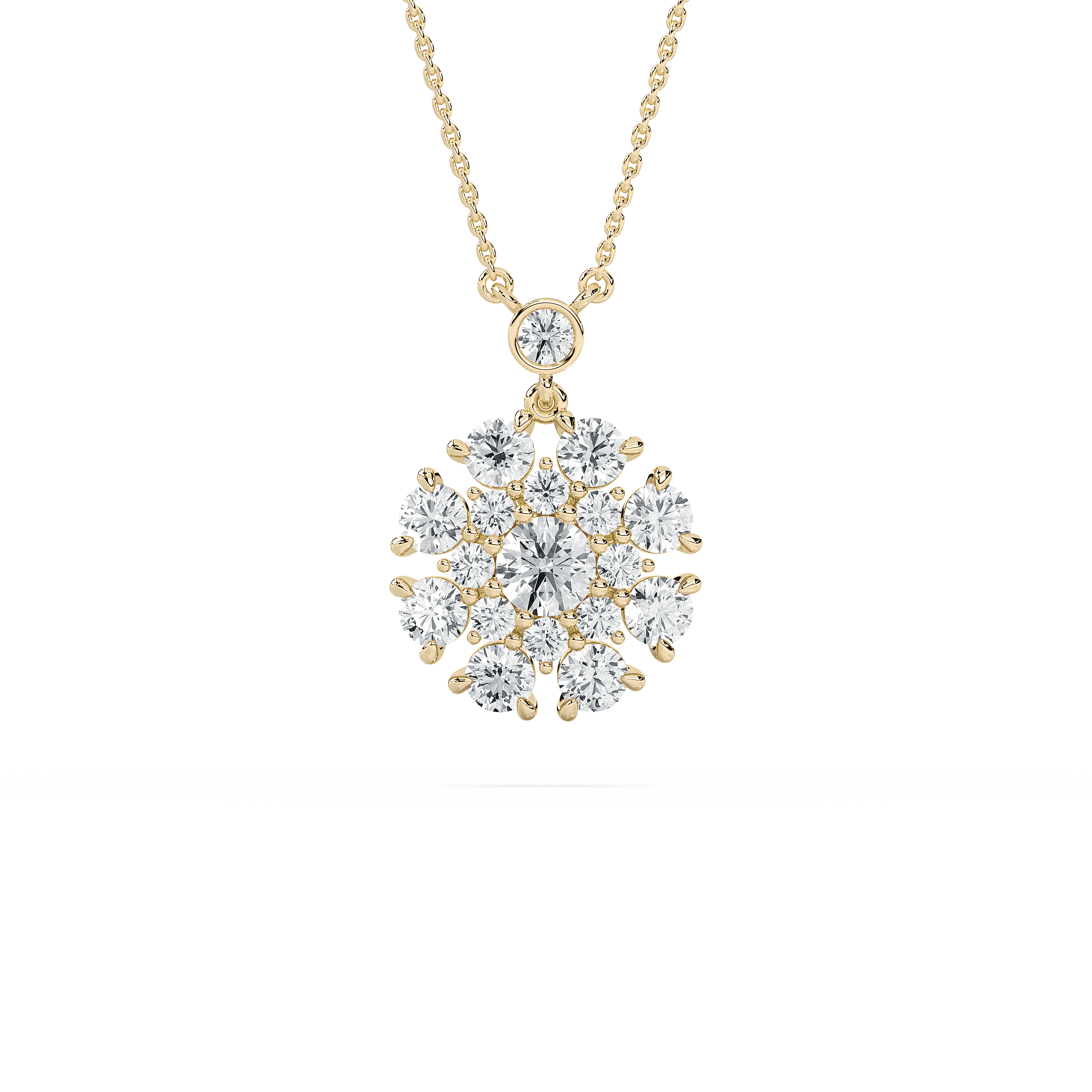 2 Carat Round Diamonds Cluster Pendants