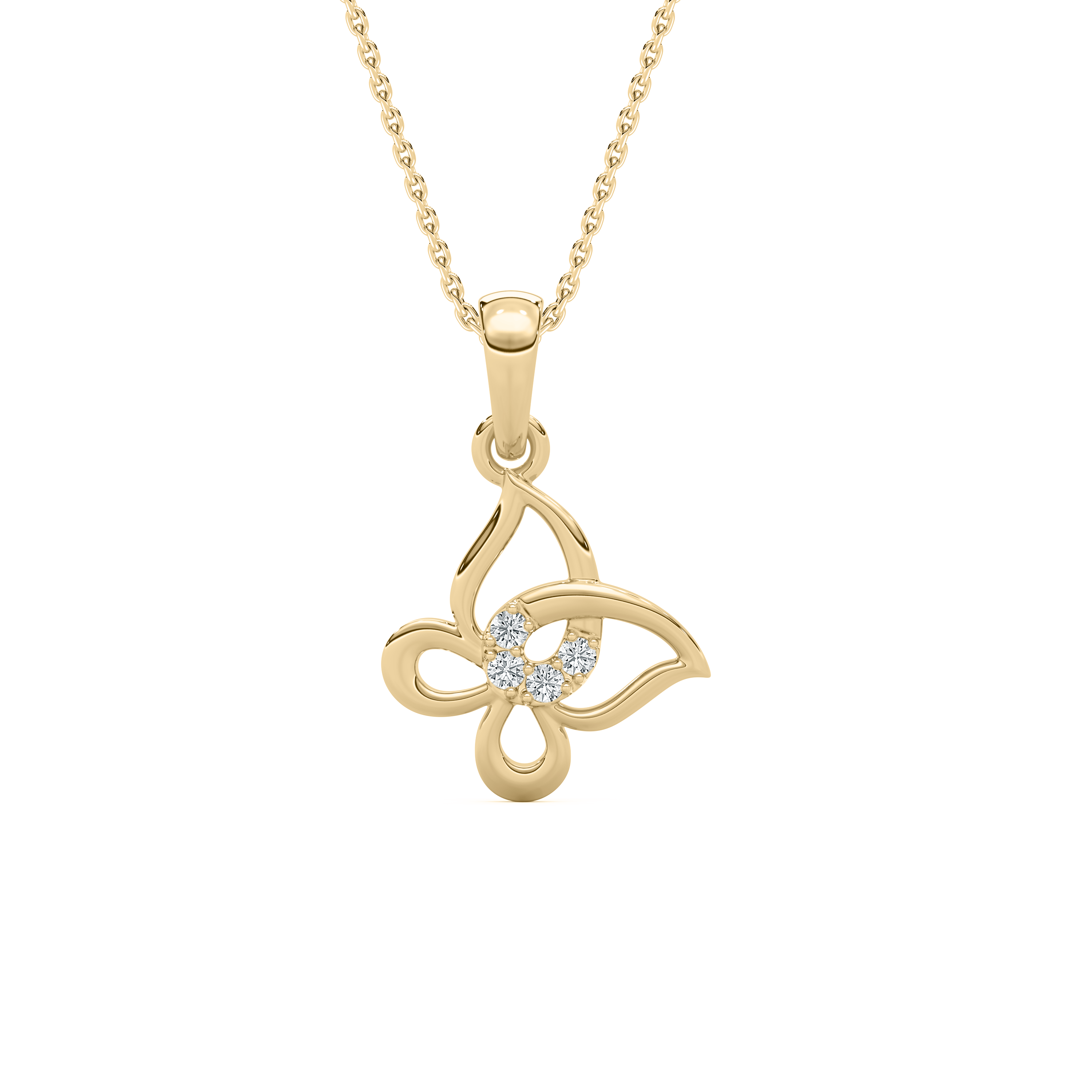 Round Diamond Wrap Butterfly Kids Pendant