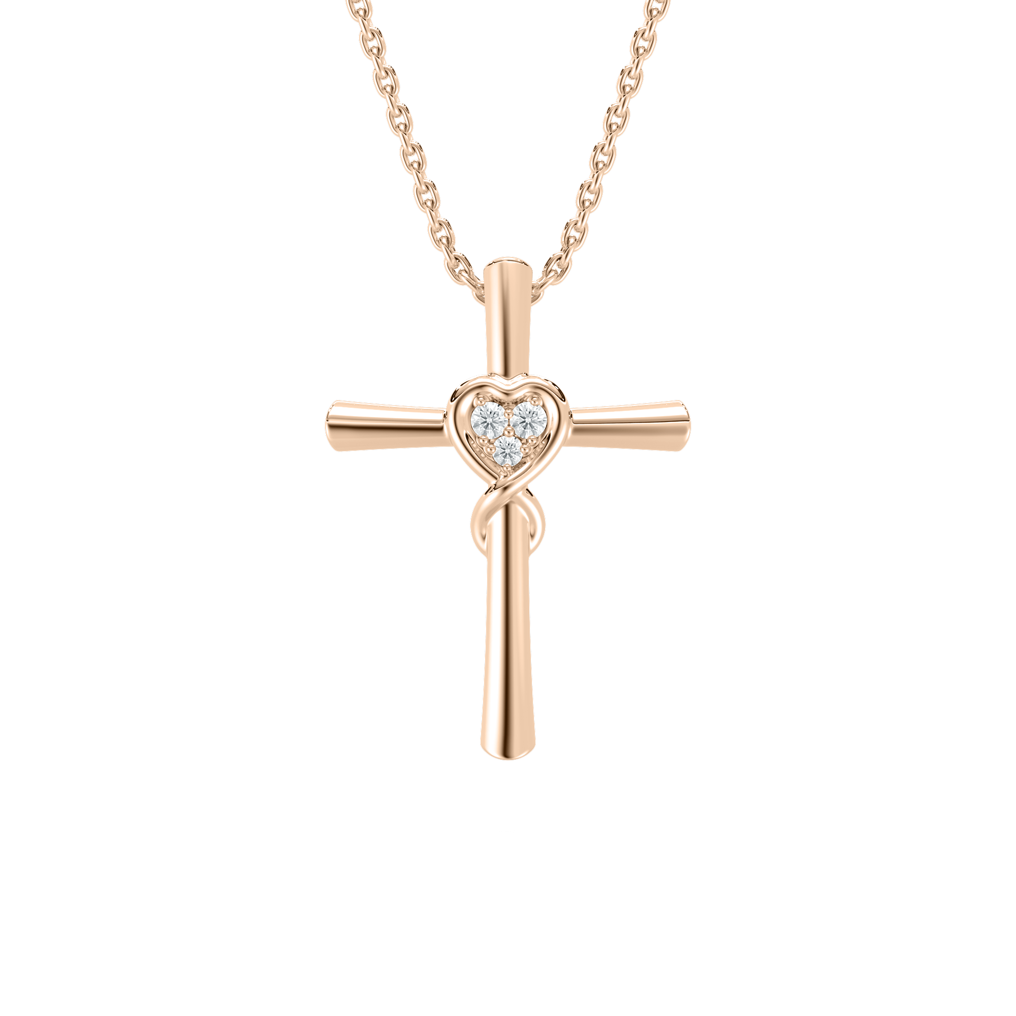 Round Diamond Classic Heart Cross Kids Pendant