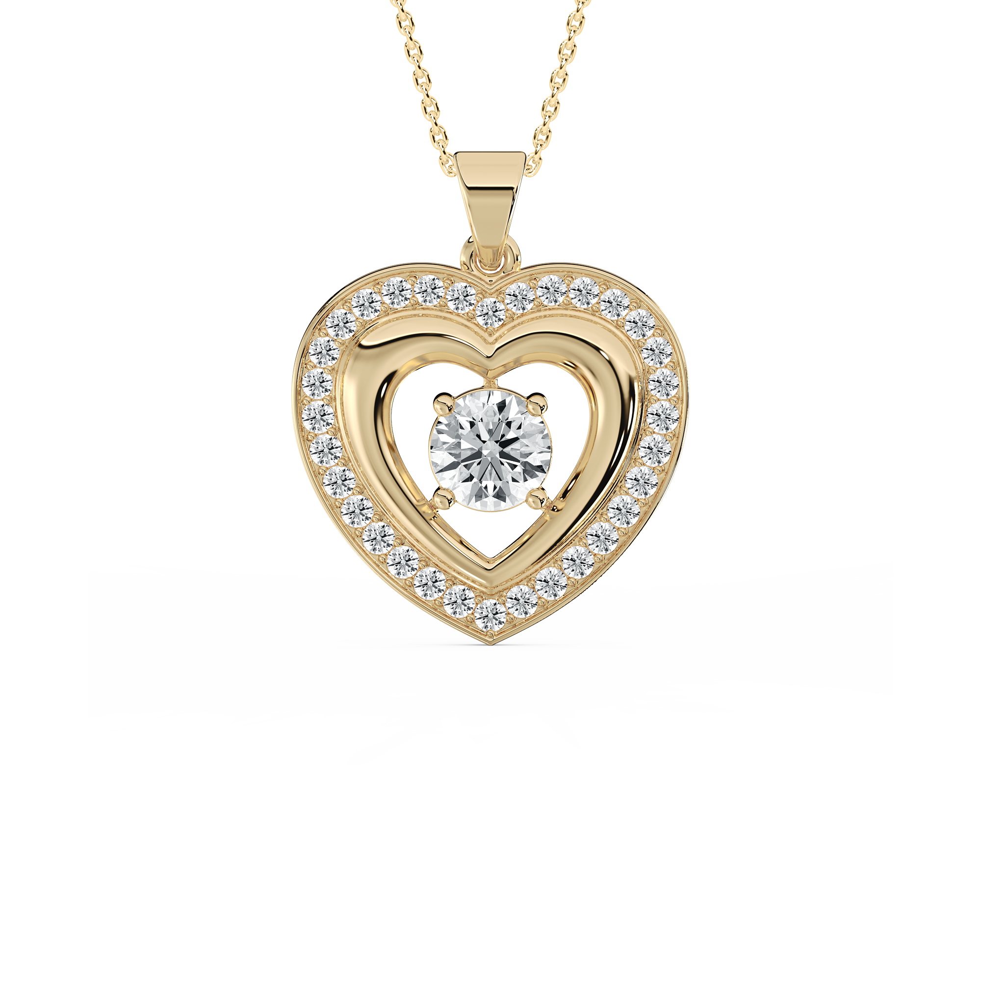 Round Diamond Heart shape Blooming Fashion Pendant