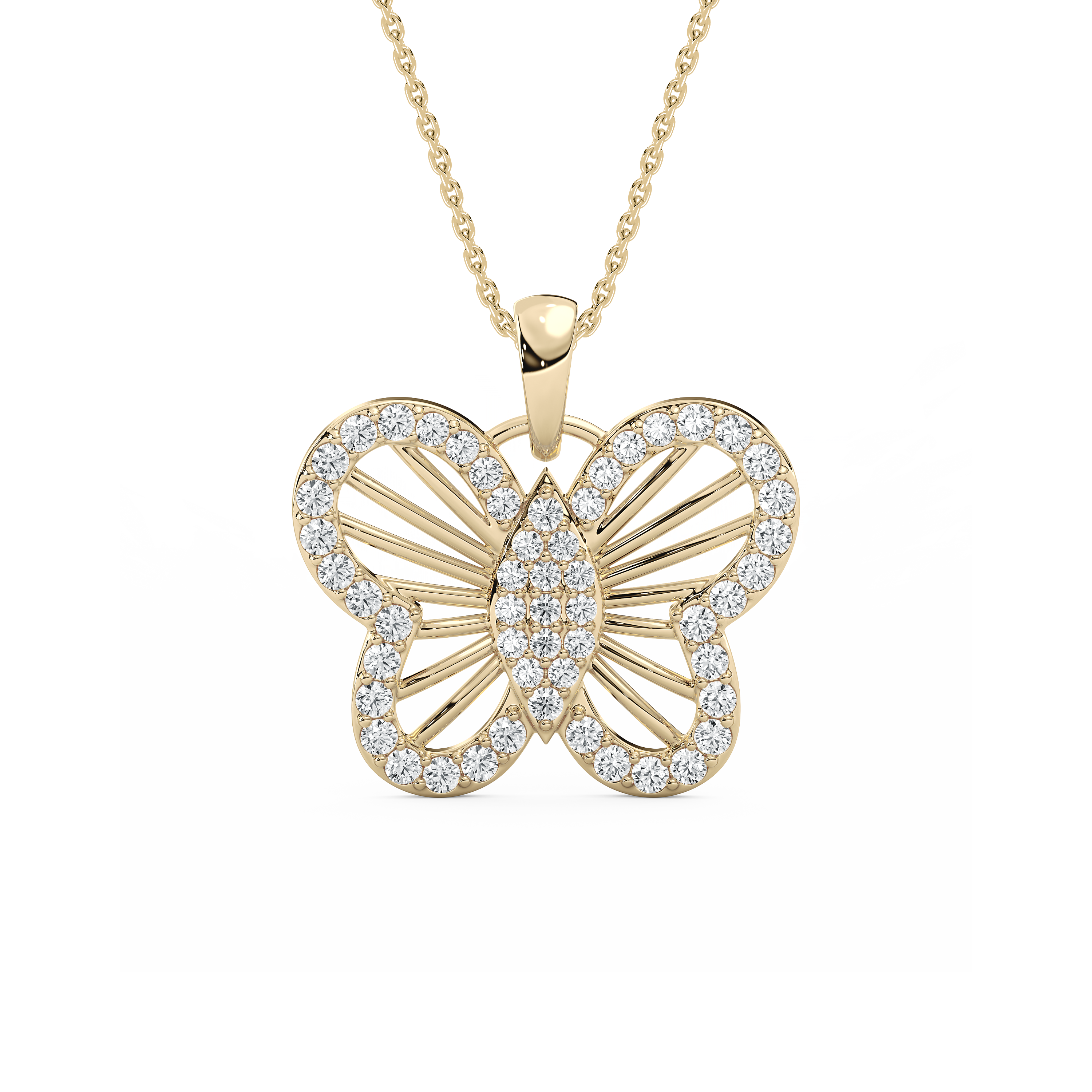 Round Diamond Lovely Butterfly Fashion Pendant