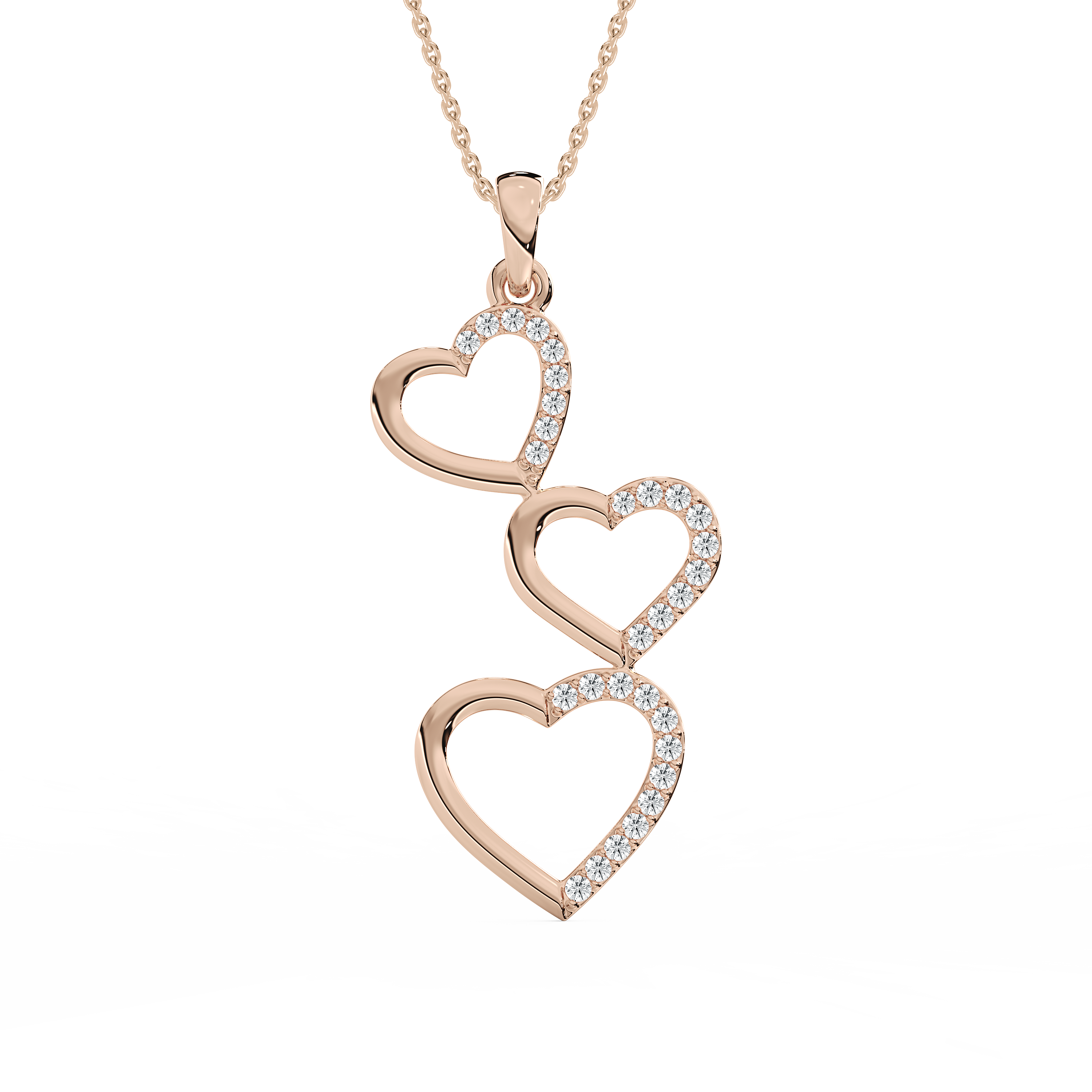 Round Diamond Triple Heart Kids Fashion Pendant