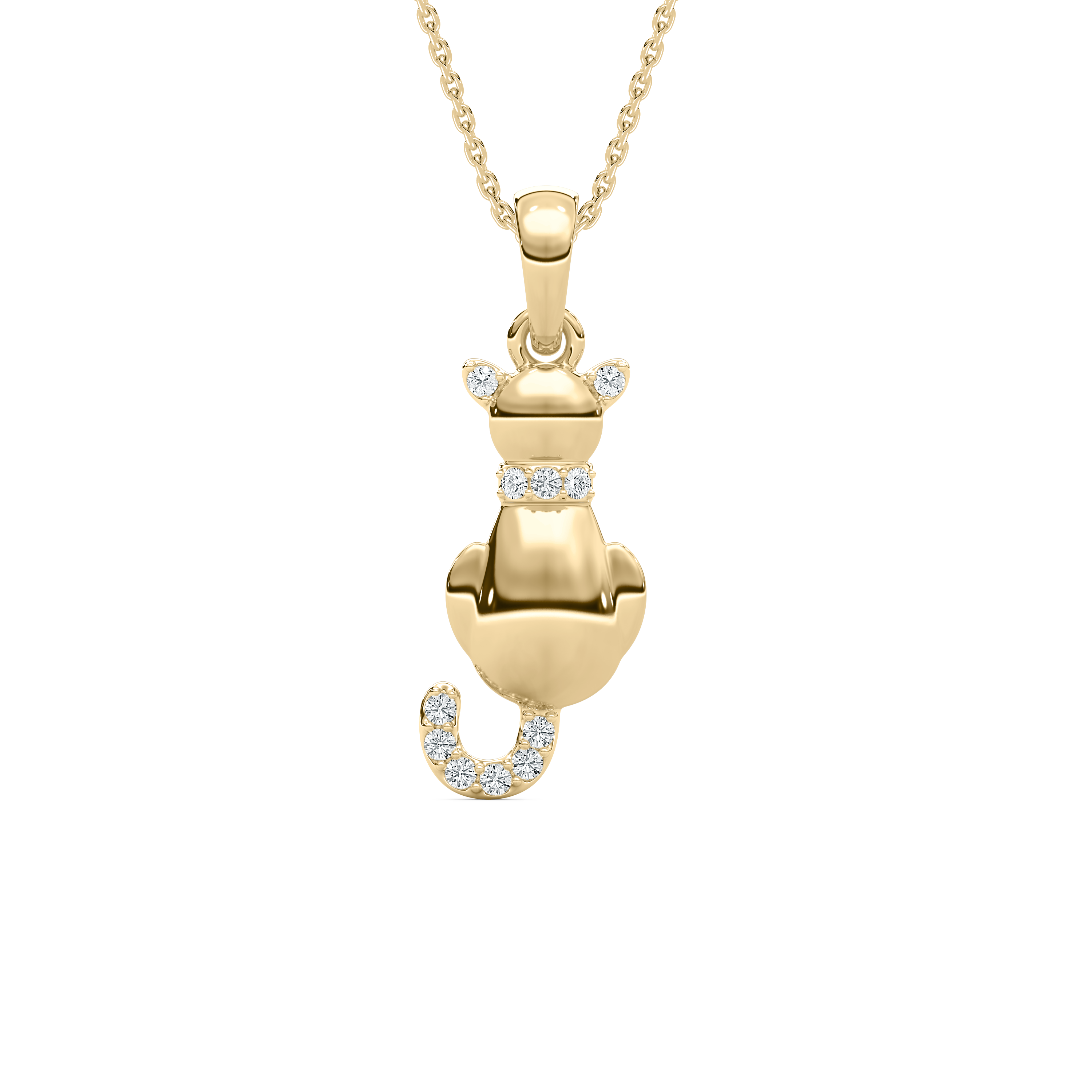 Angara Classic Round Diamond Cat Kids  Pendant