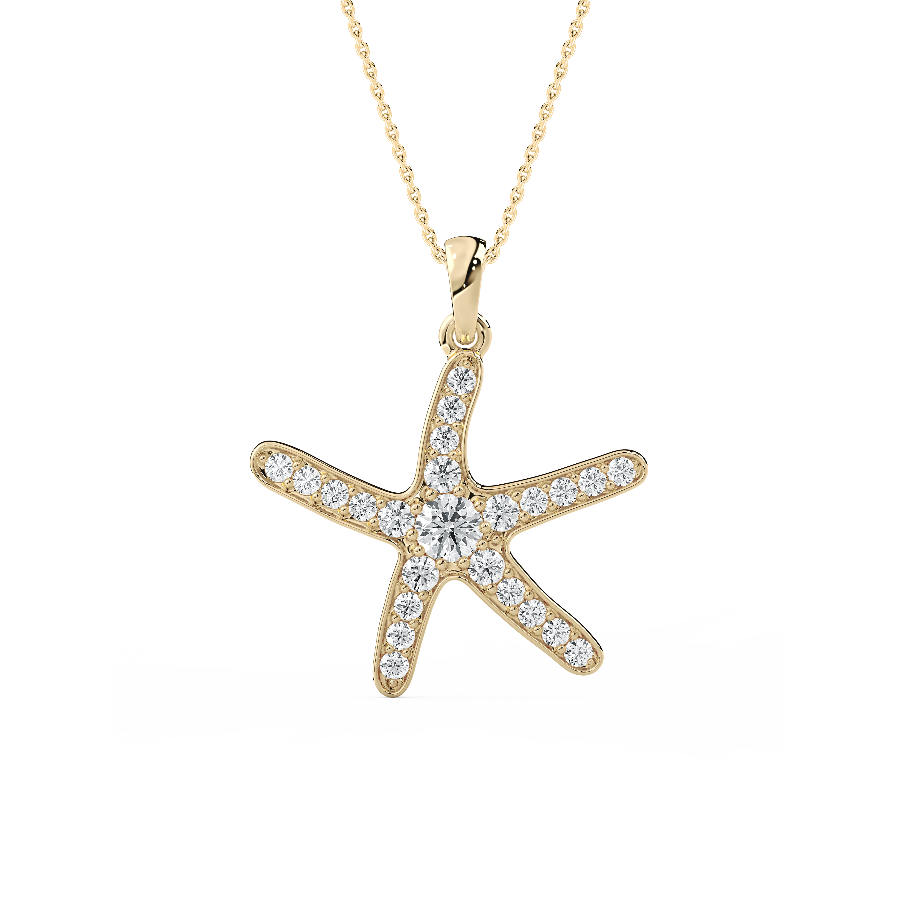 Round Diamond Annot Star Fish Fashion Pendant