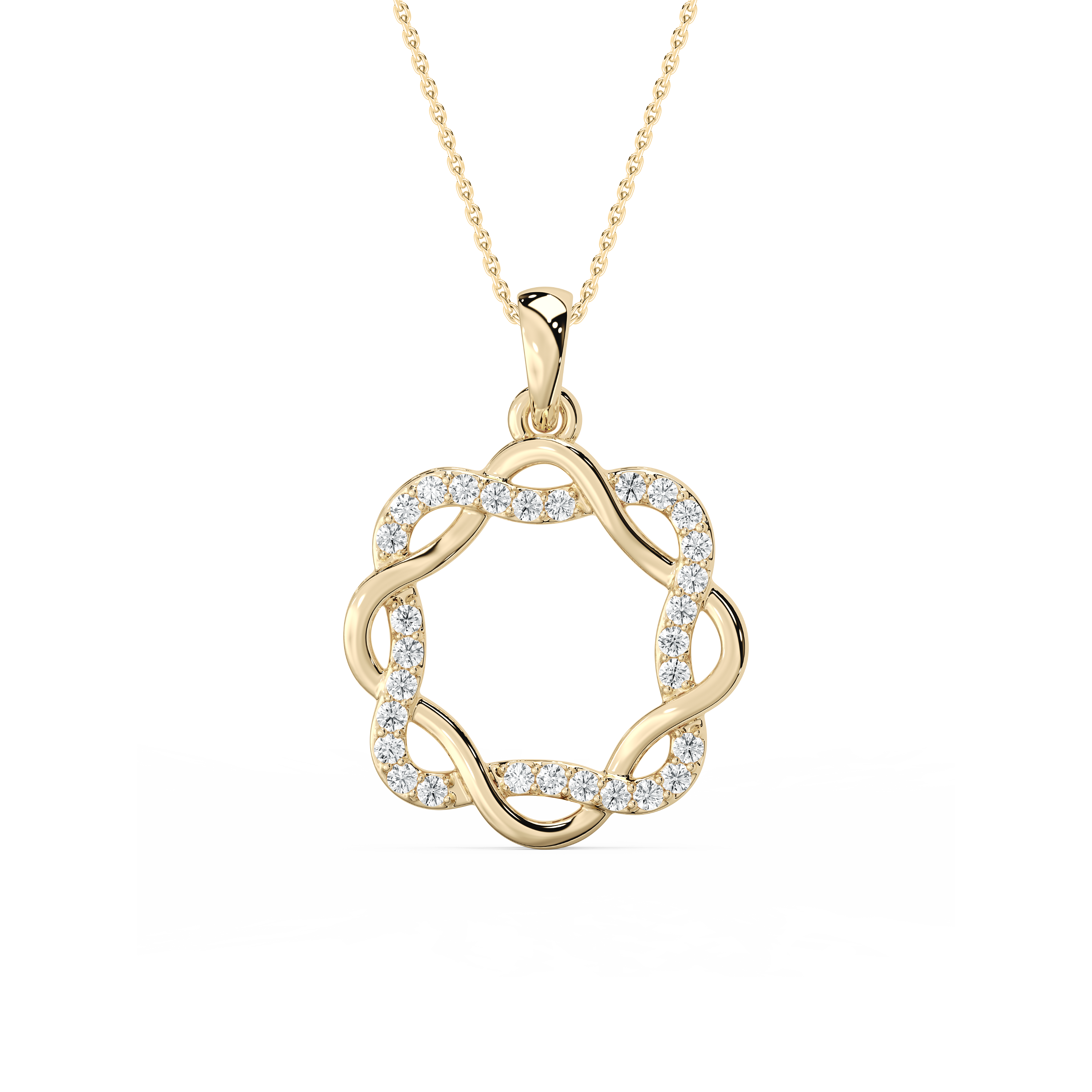 Round Diamond Zigzag Circle Pendant