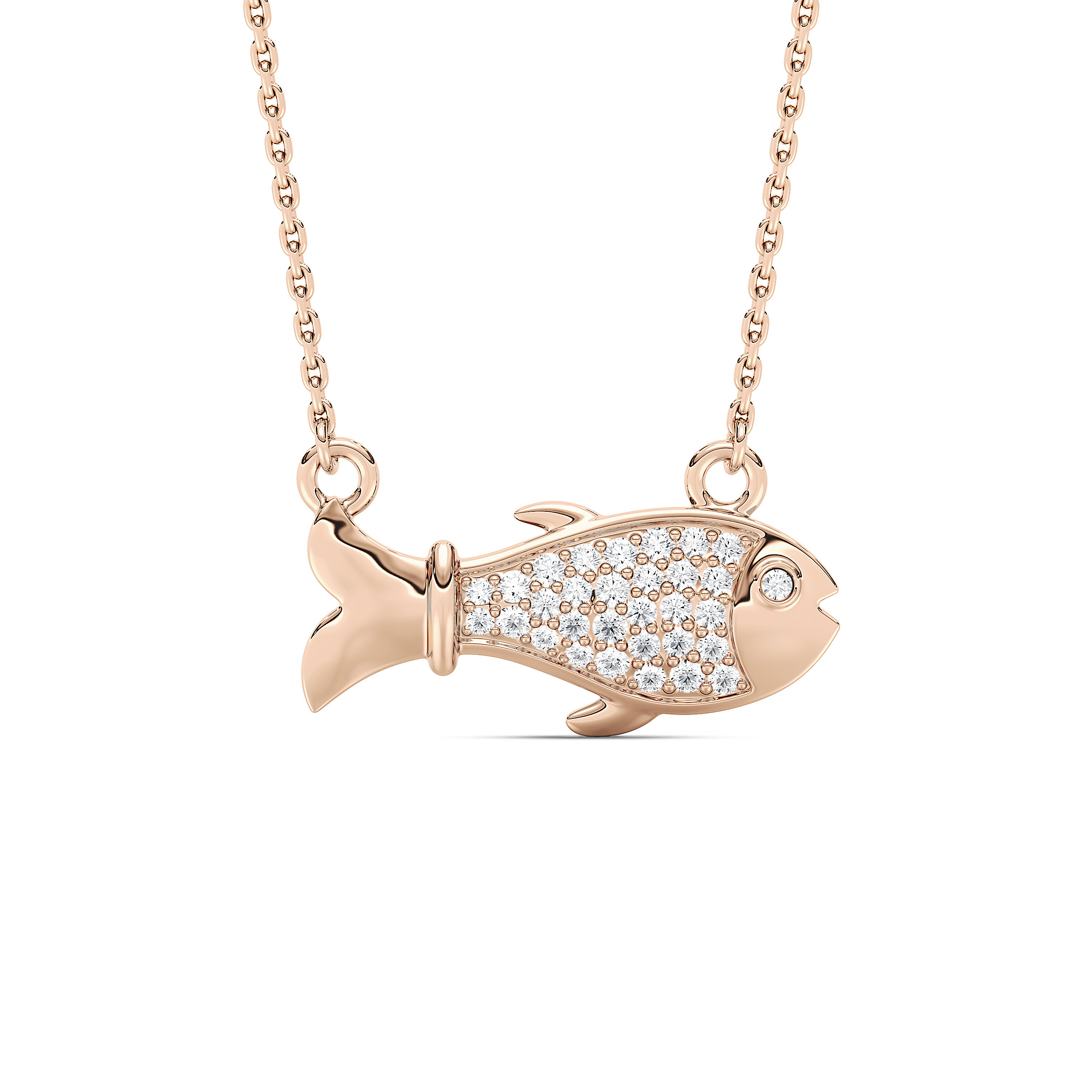 Round Diamond Floating Fish Fashion Pendant