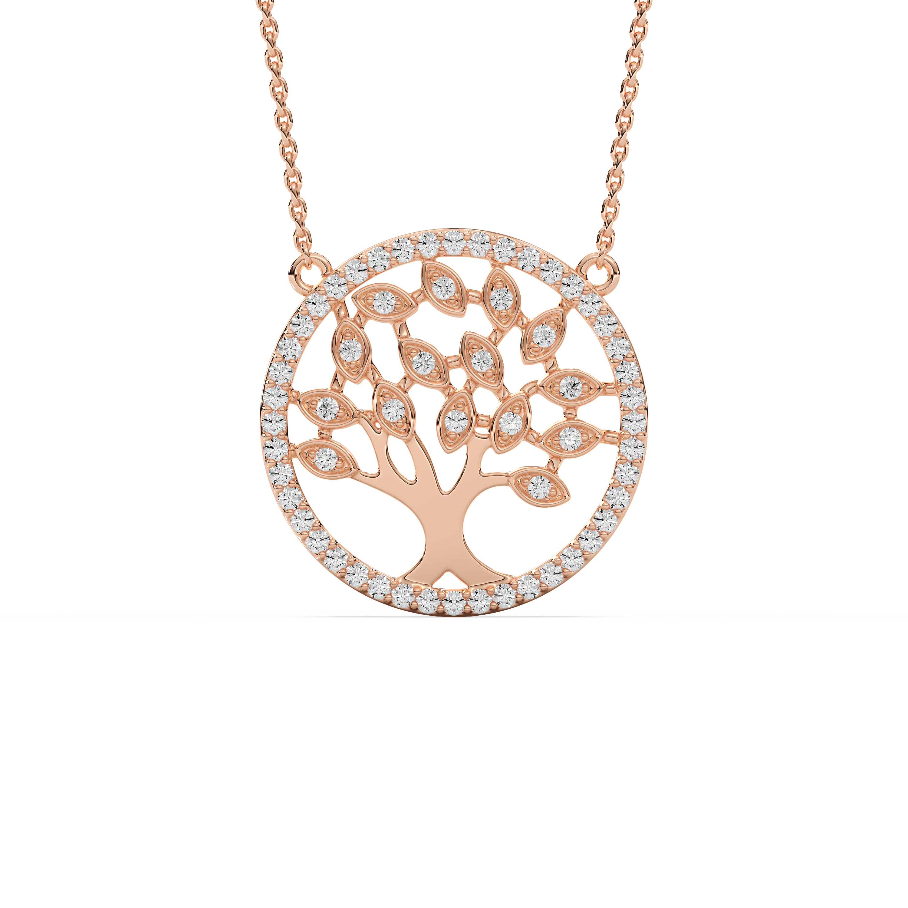 Round Diamond Tree Of Life Fashion Pendant