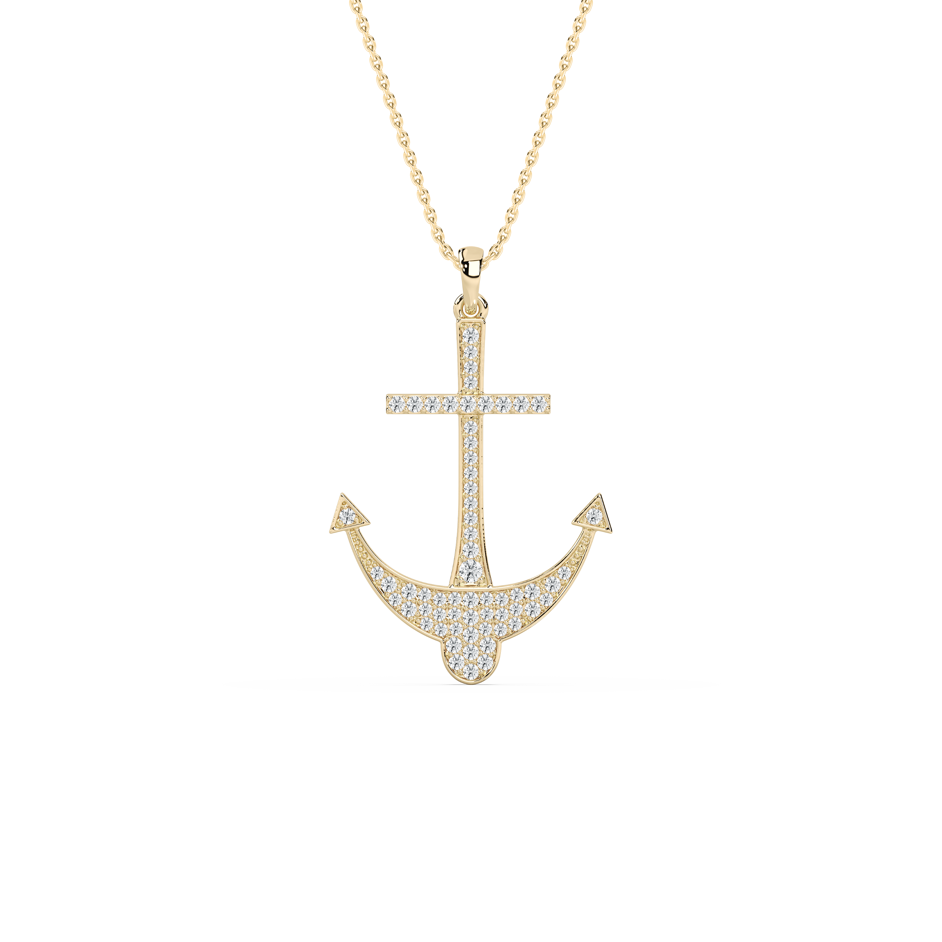 Round Diamond Ship Anker Fashion Pendant
