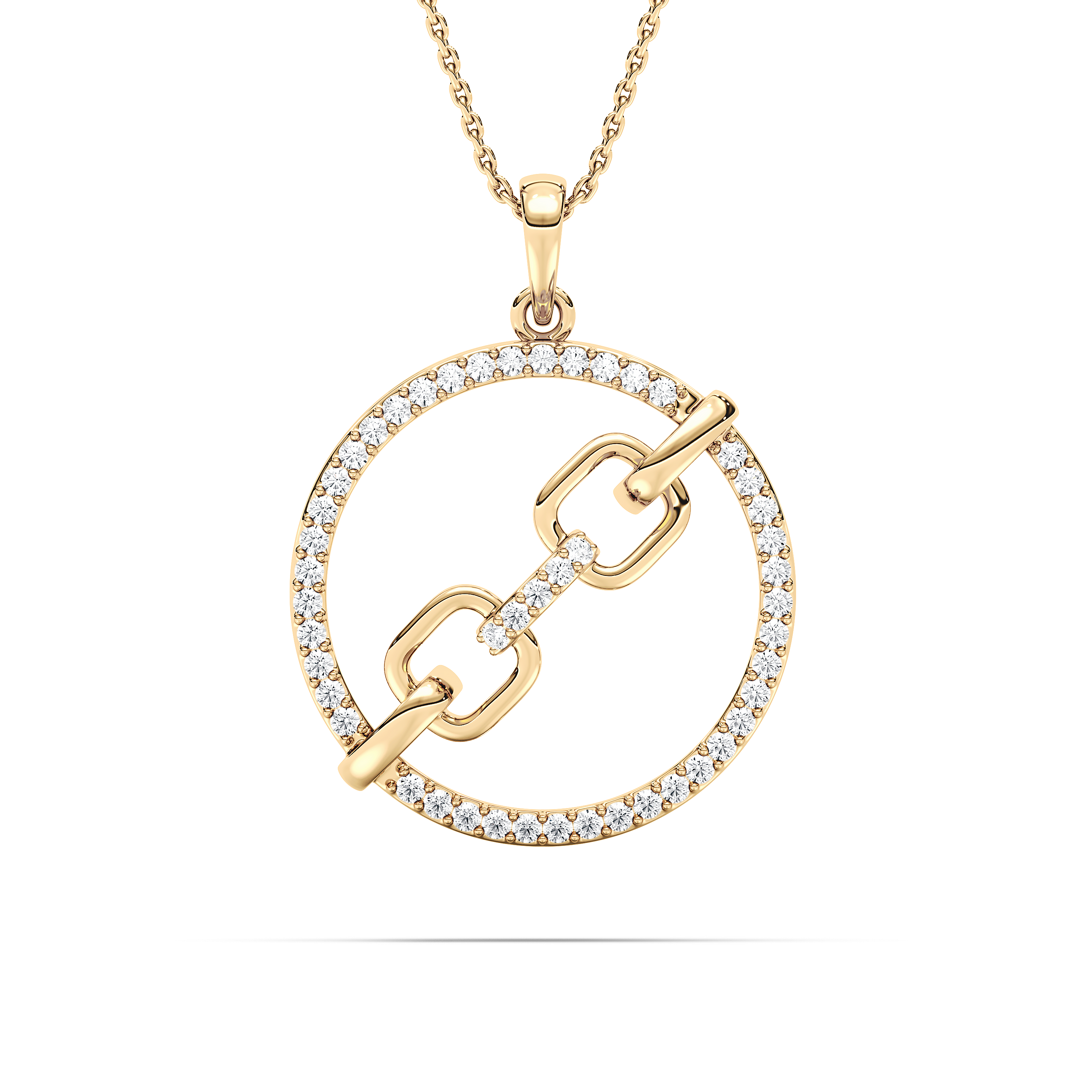 Round Diamond Chain With Circle Fashion Pendant