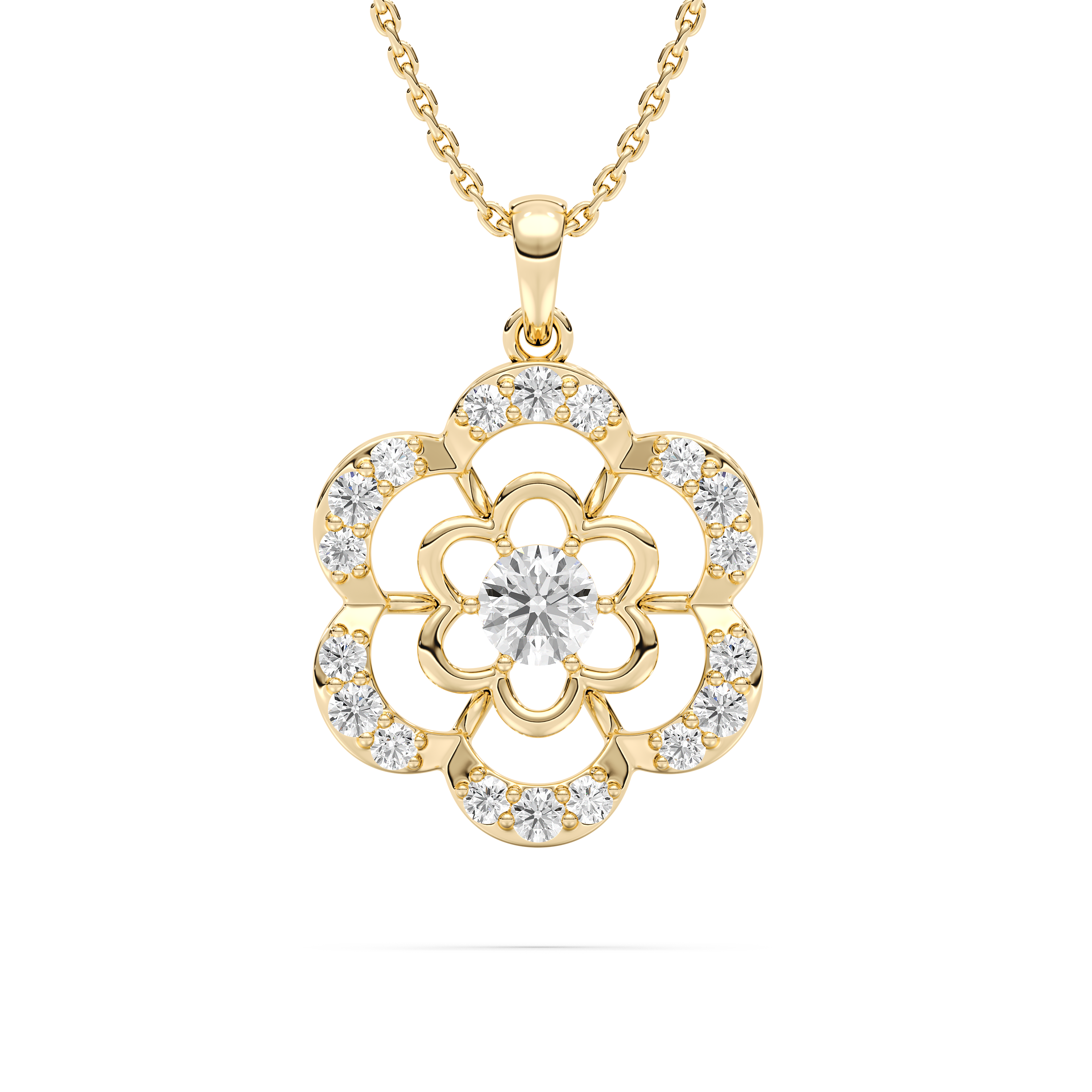 Round Diamond Neeja Floral Fashion Pendant