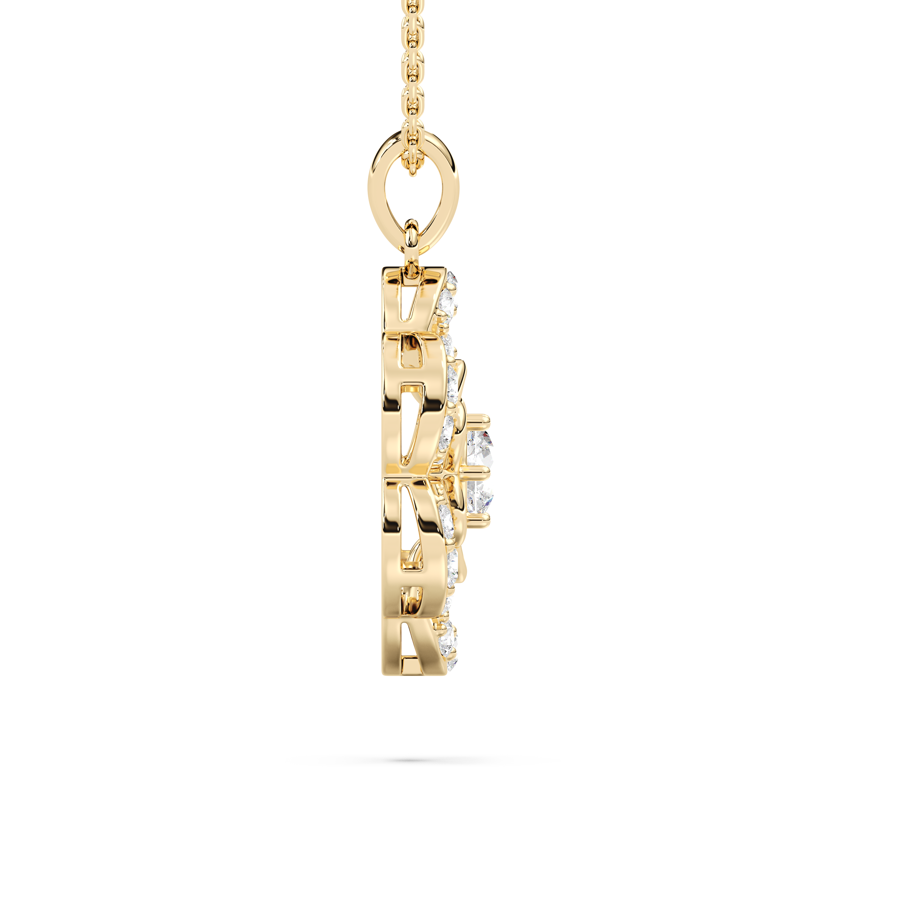 Round Diamond Neeja Floral Fashion Pendant