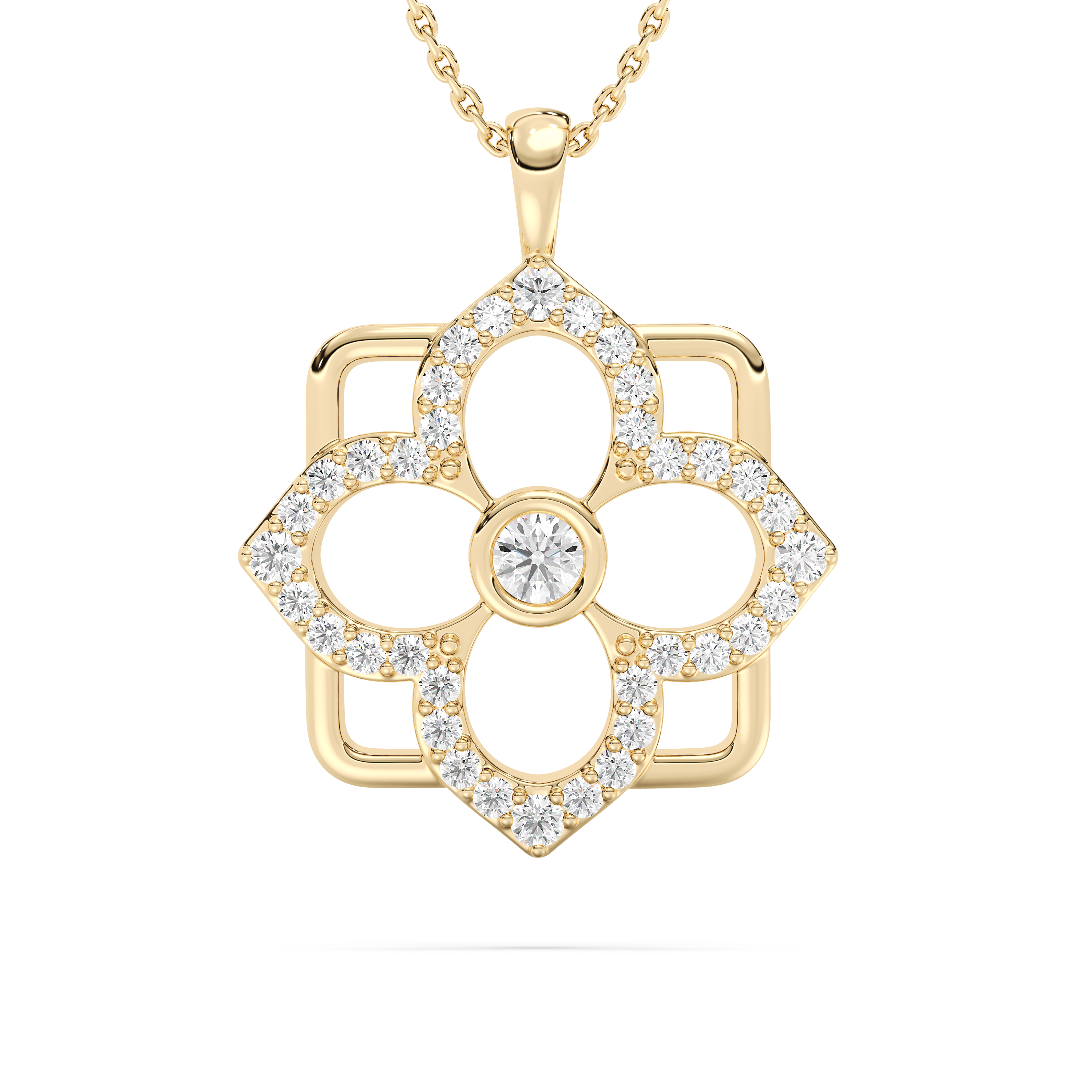 Round Diamond Gracious Flower Fashion Pendant