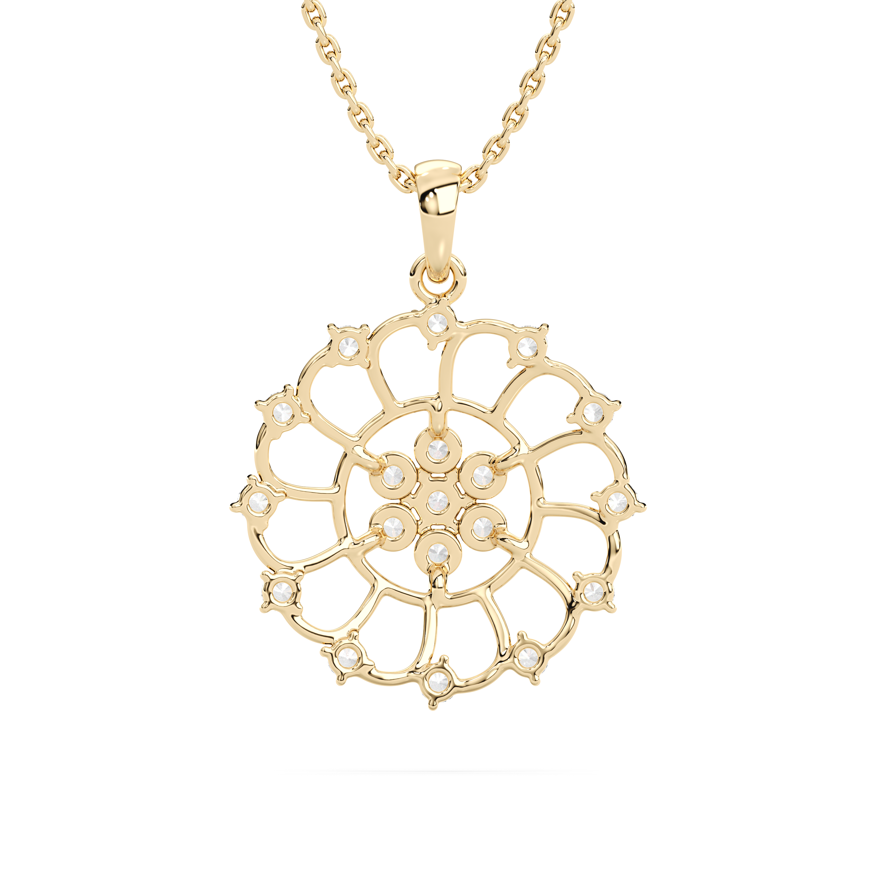 Round Diamond Delicate Floral Fashion Pendant