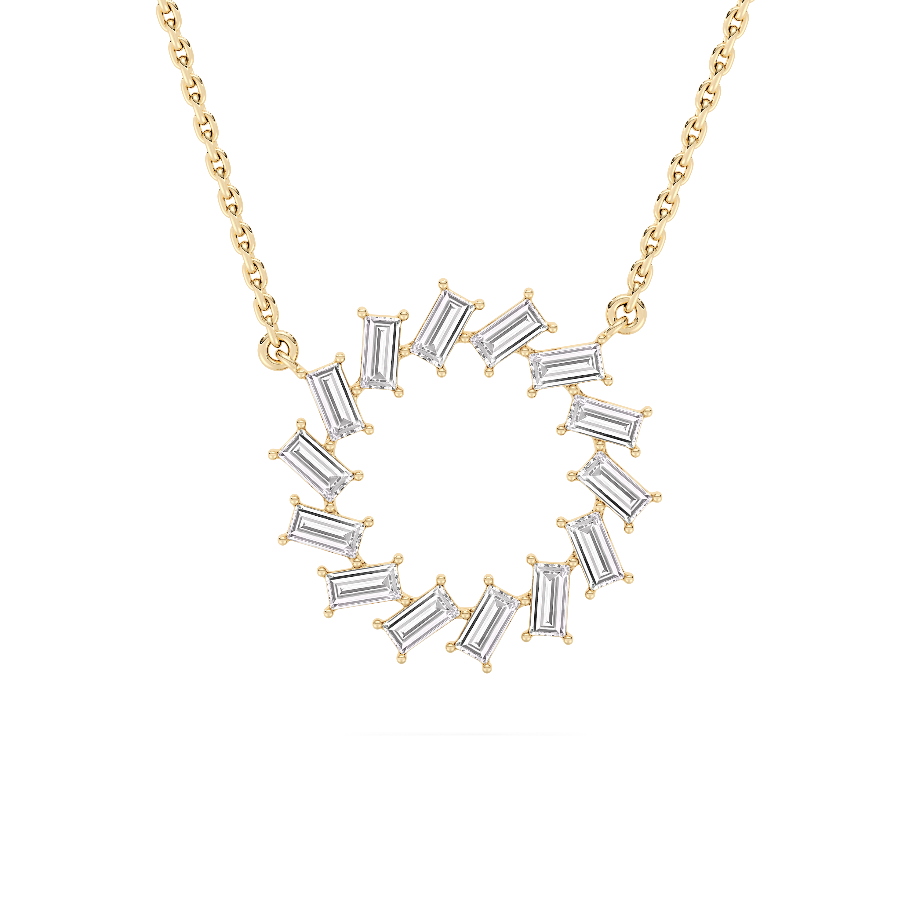 Baguette Diamond Elegance Circle Fashion Pendant