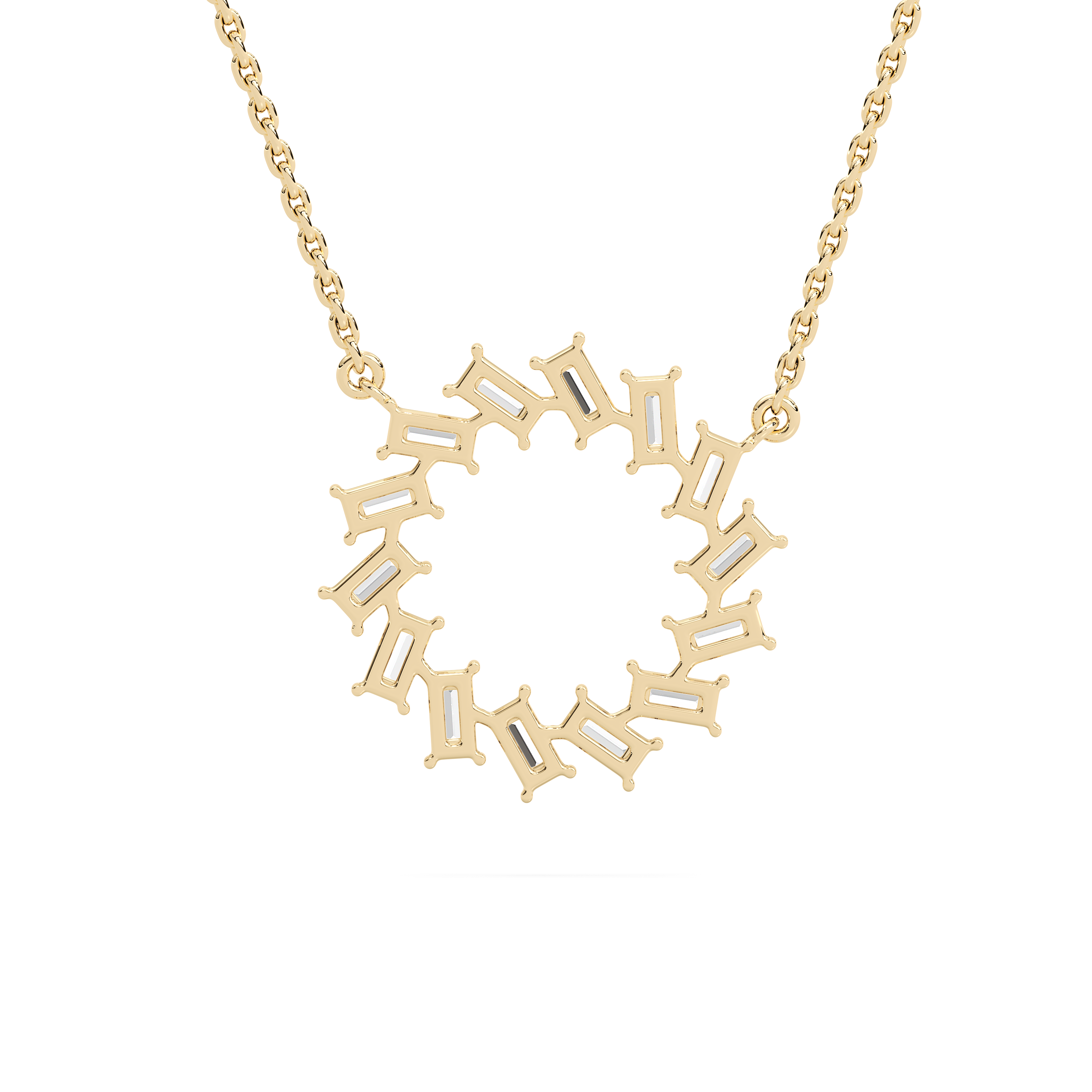 Baguette Diamond Elegance Circle Fashion Pendant