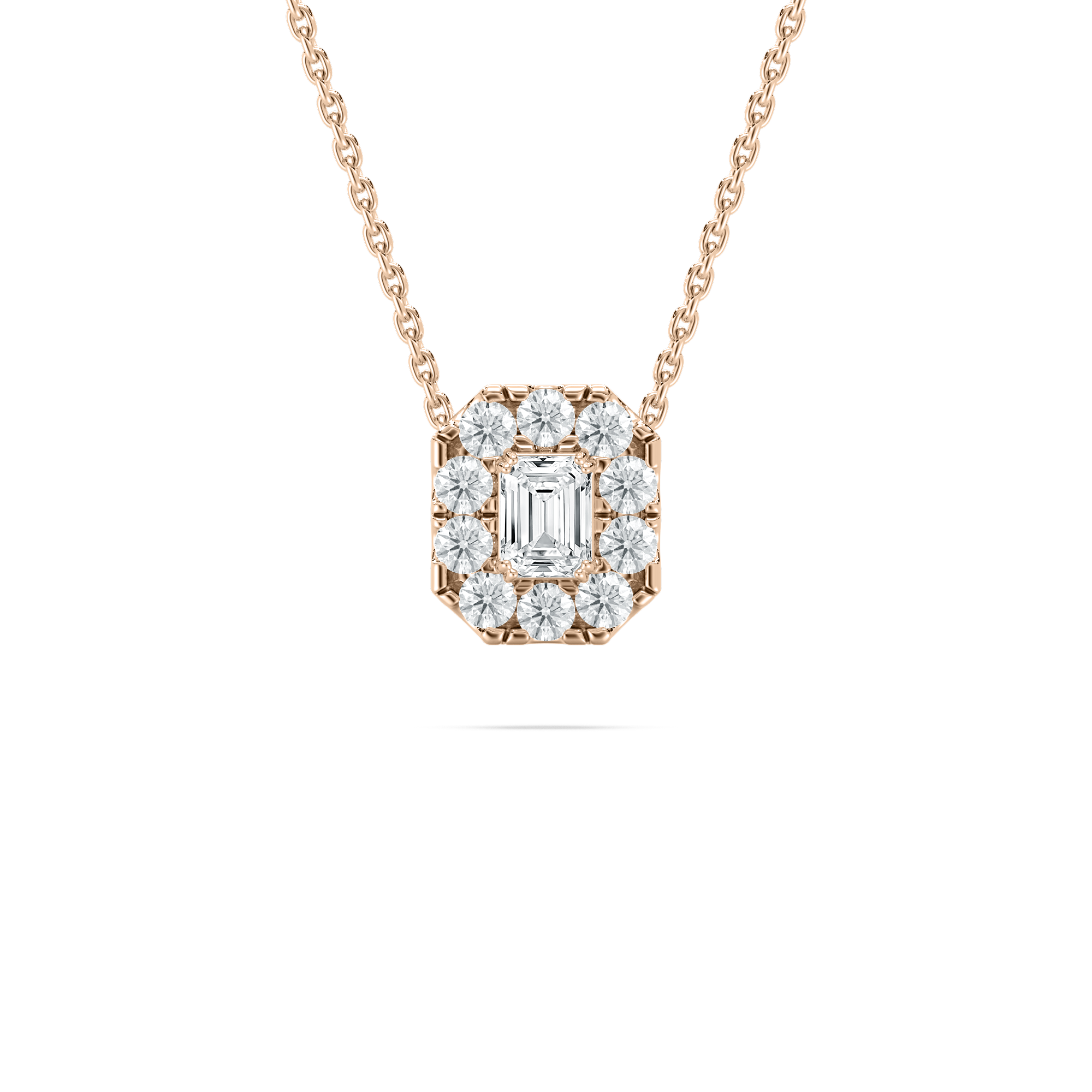 Emerald Diamond Pema Halo Pendant
