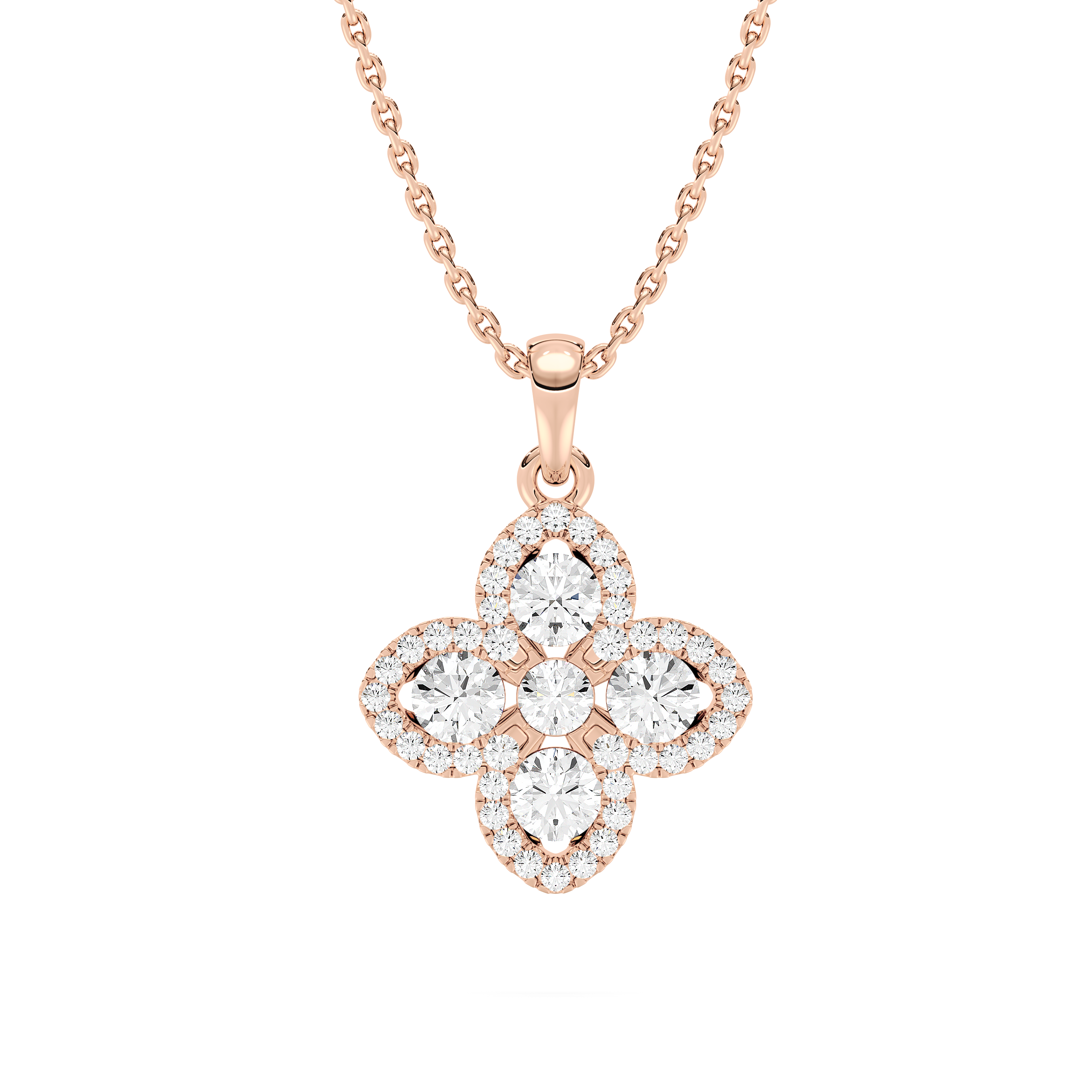 Round Diamond Magnolia Fashion Pendant