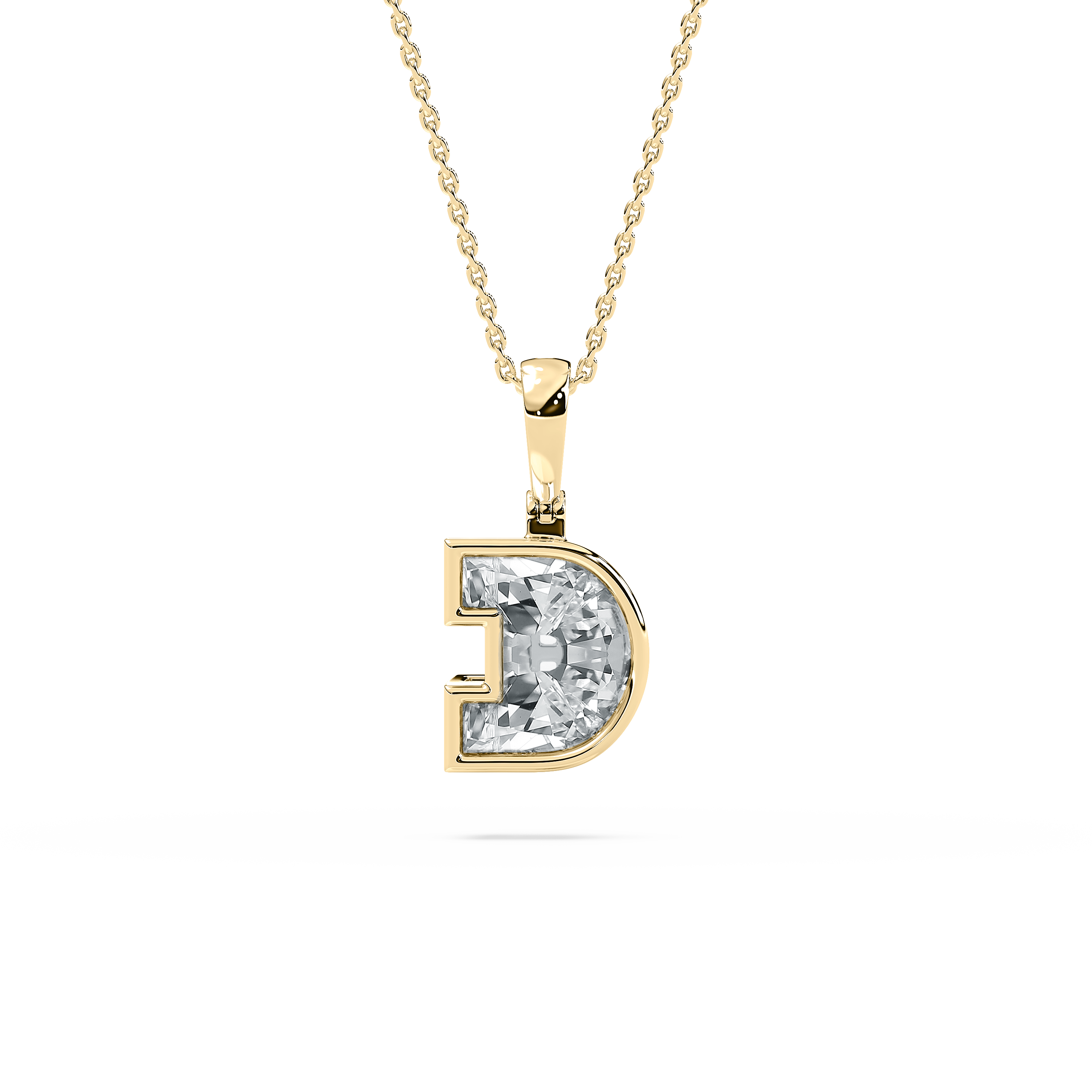 D Letter Diamond Bedazzle Alphabet Solitaire Pendant