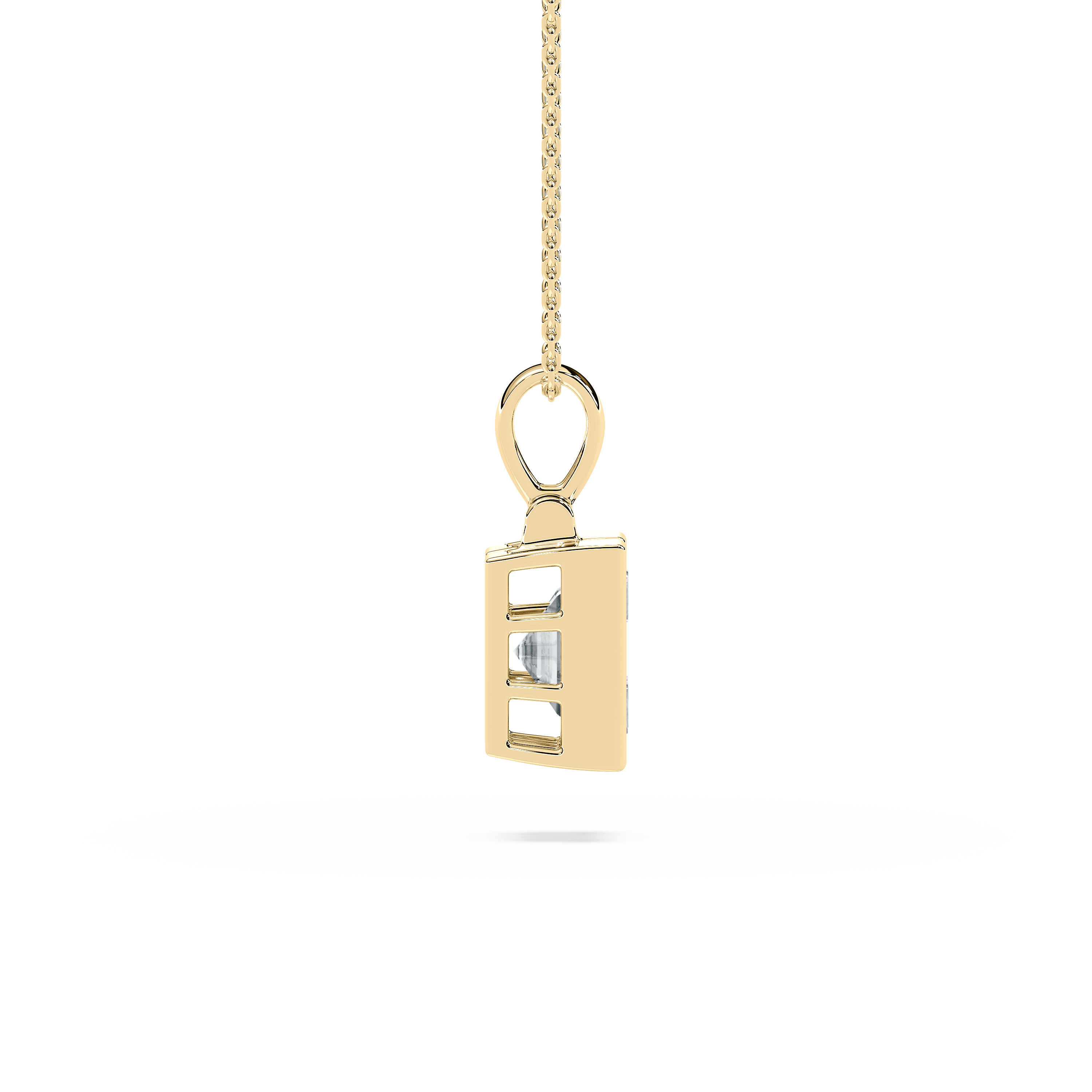 H Letter Diamond Fern Alphabet Solitaire Pendant