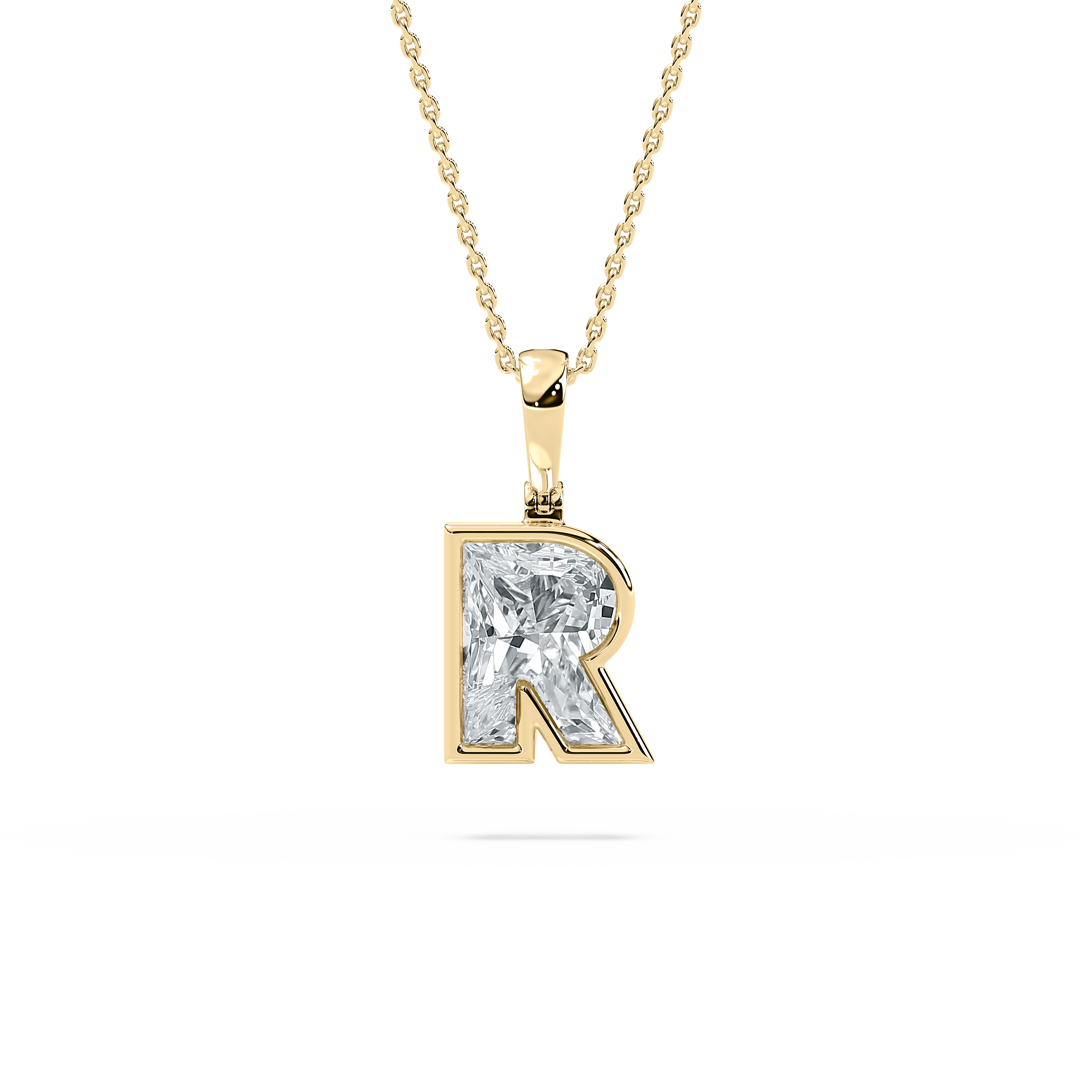 R Letter Diamond Clarissa Alphabet Solitaire Pendant