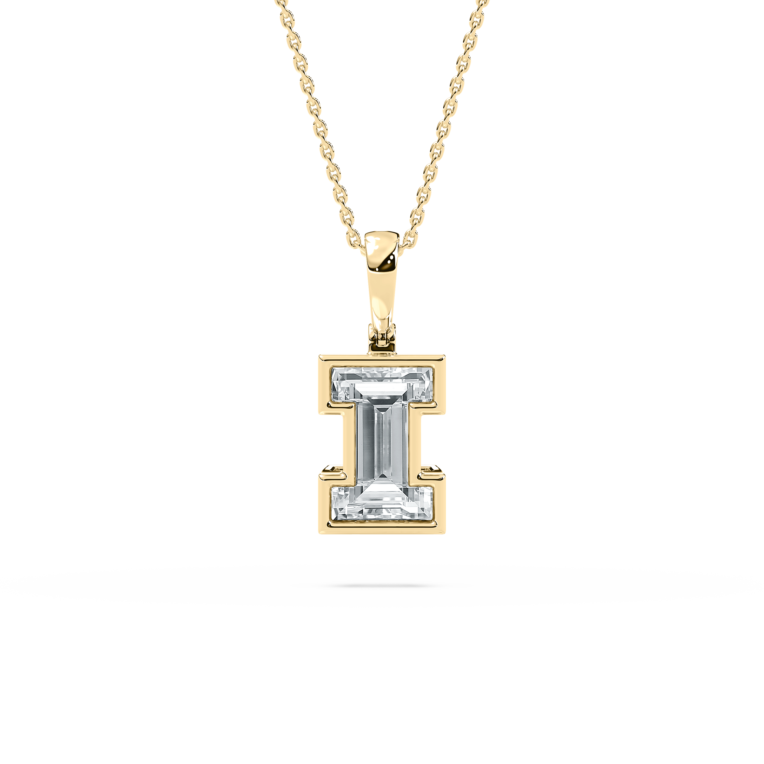 I Letter Diamond Nebulaic Alphabet Solitaire Pendant 