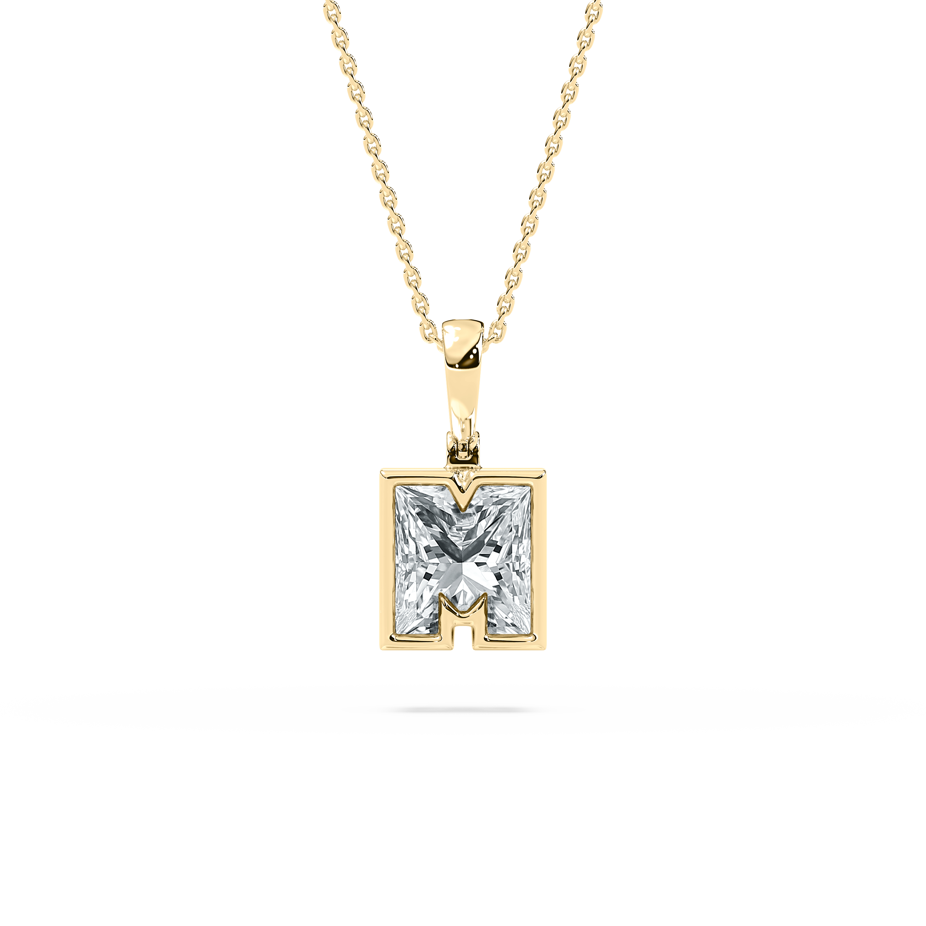 M Letter Diamond Beatrix Alphabet Solitaire Pendant
