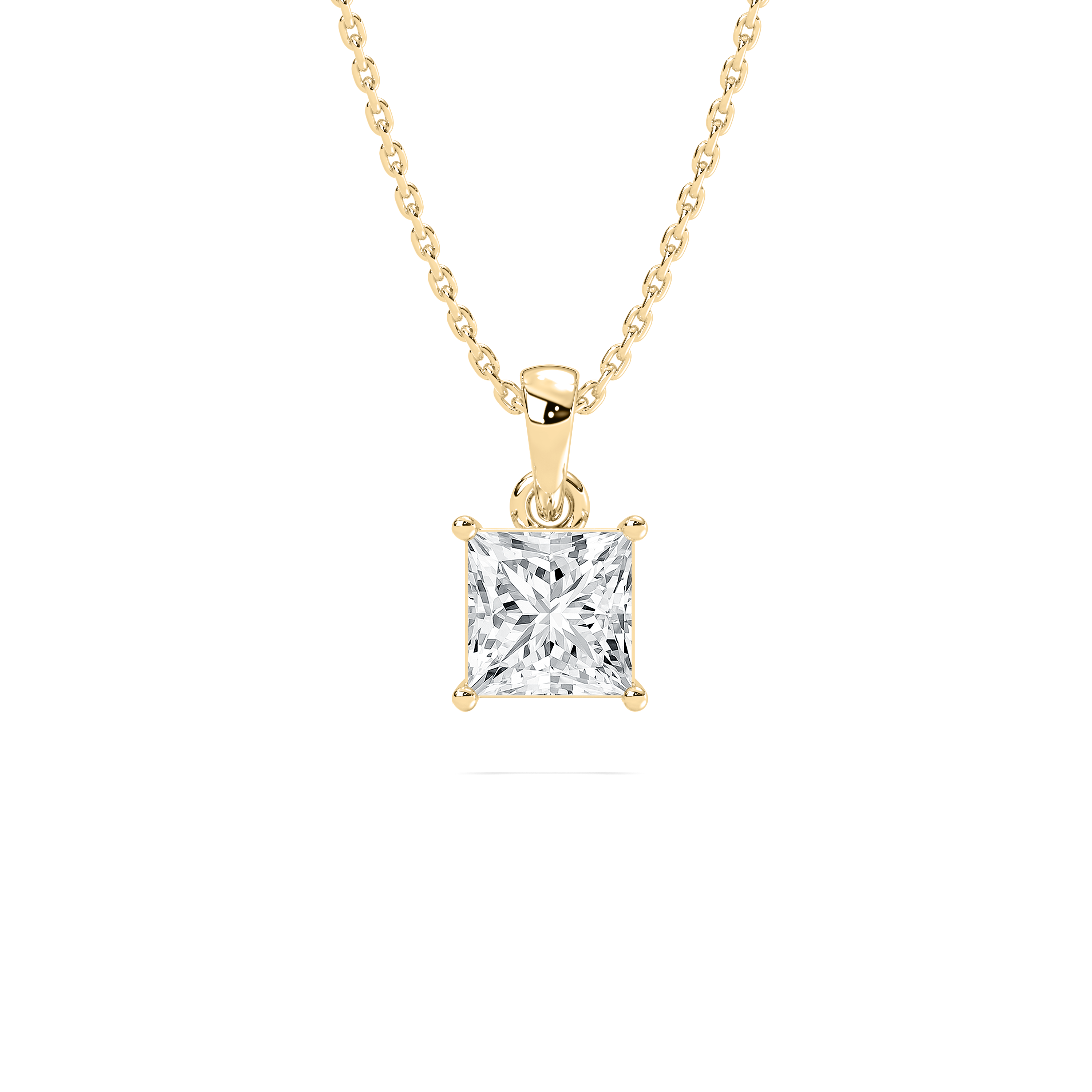 1 Carat Princess Diamond Crunk Solitaire Pendant