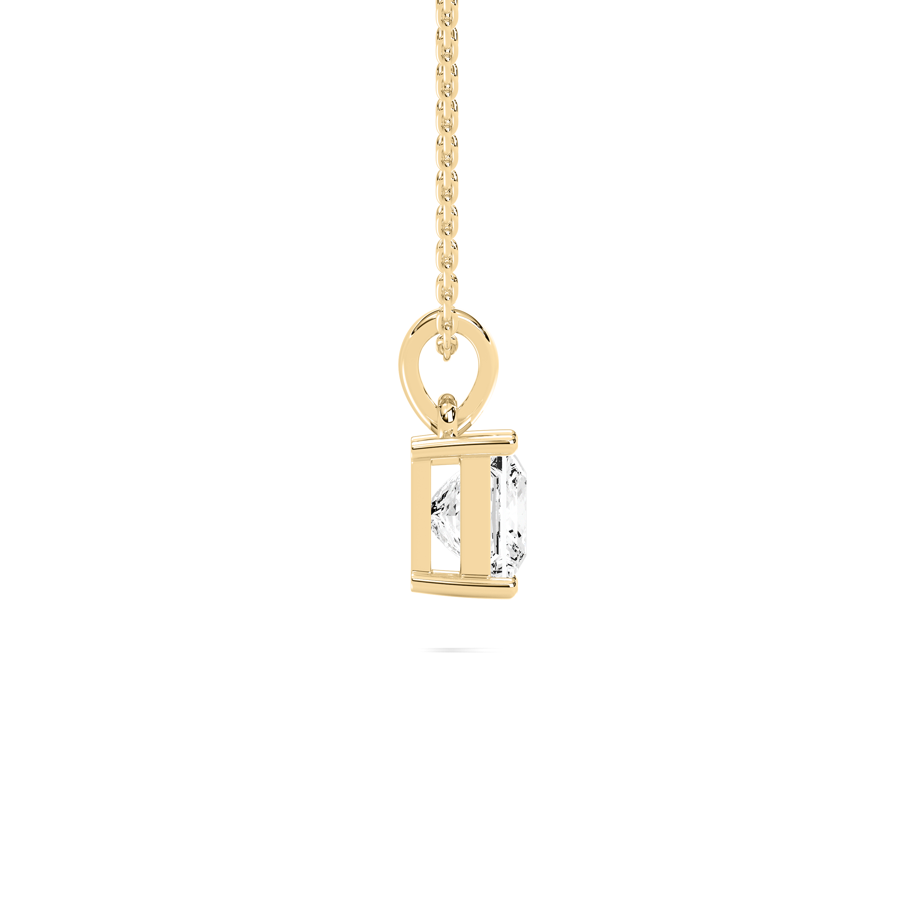 1 Carat Princess Diamond Crunk Solitaire Pendant