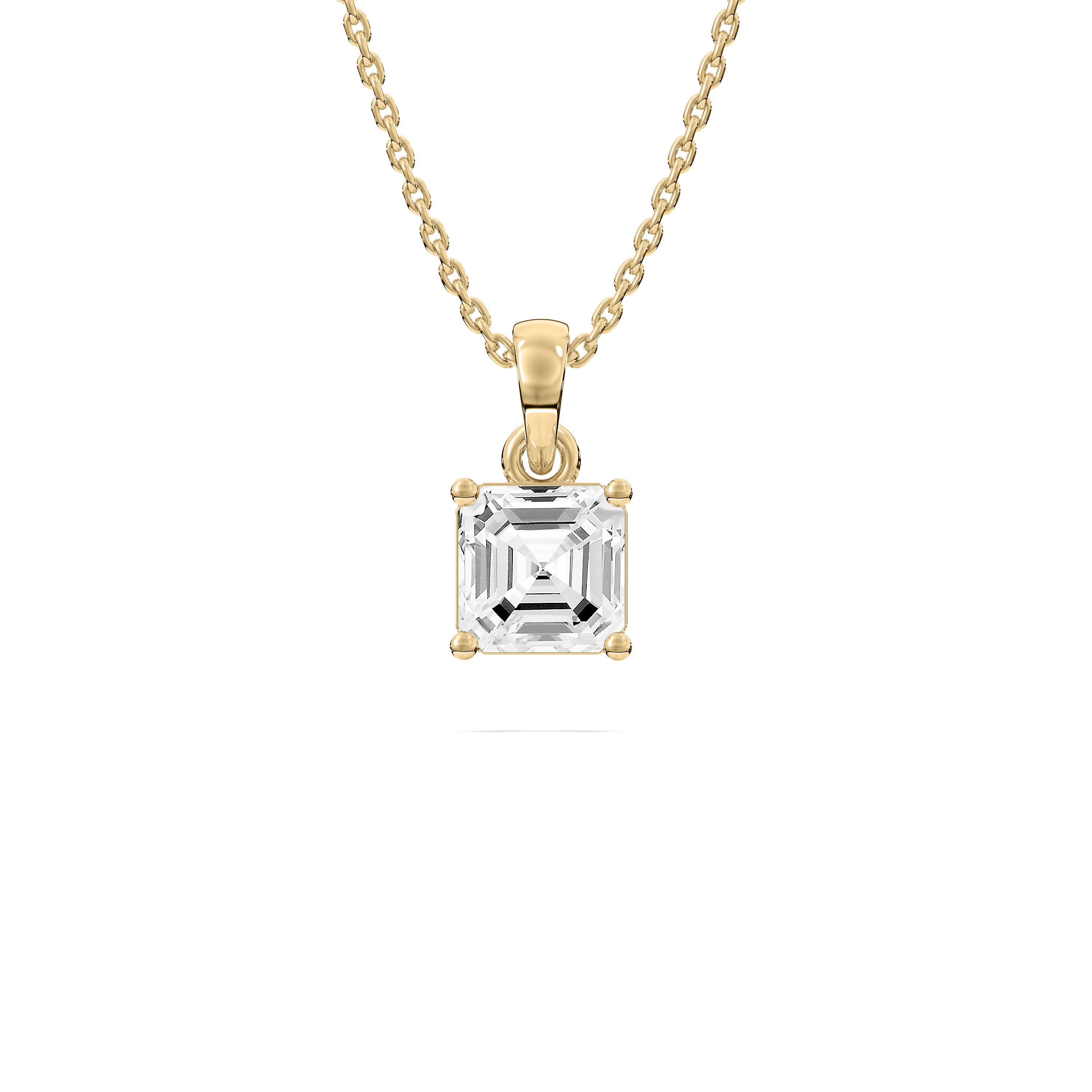 1 Carat Square Emerald Diamnd Clavier Solitaire Pendant 