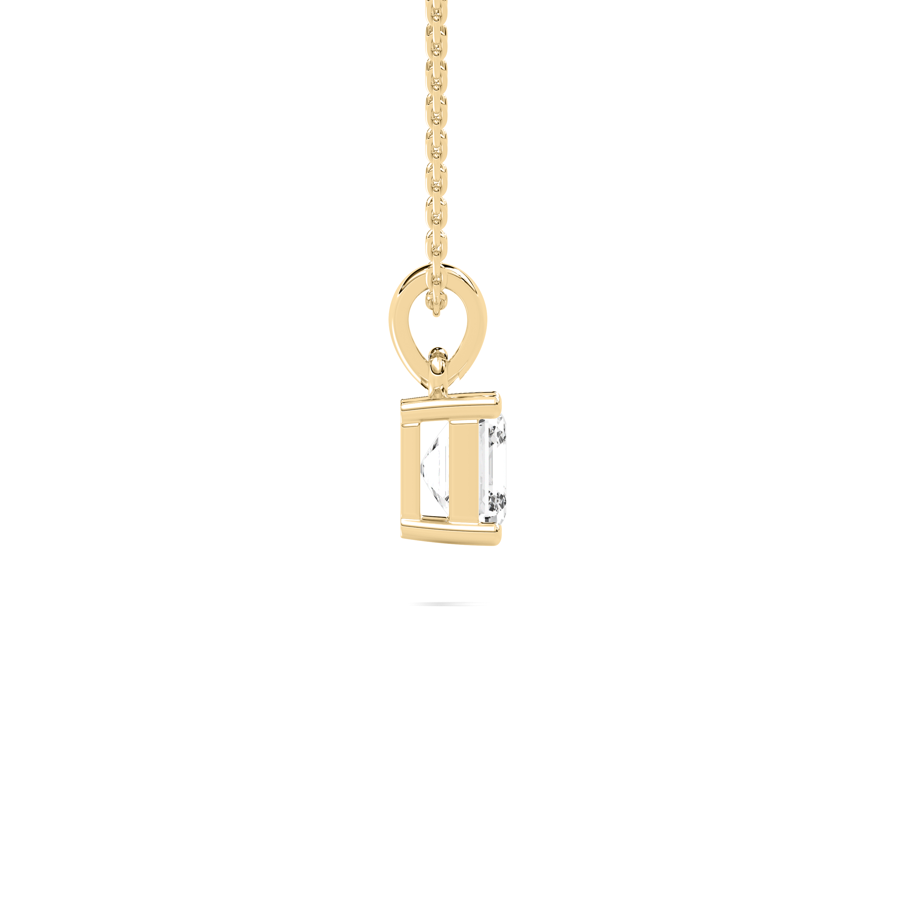 1 Carat Square Emerald Diamnd Clavier Solitaire Pendant 