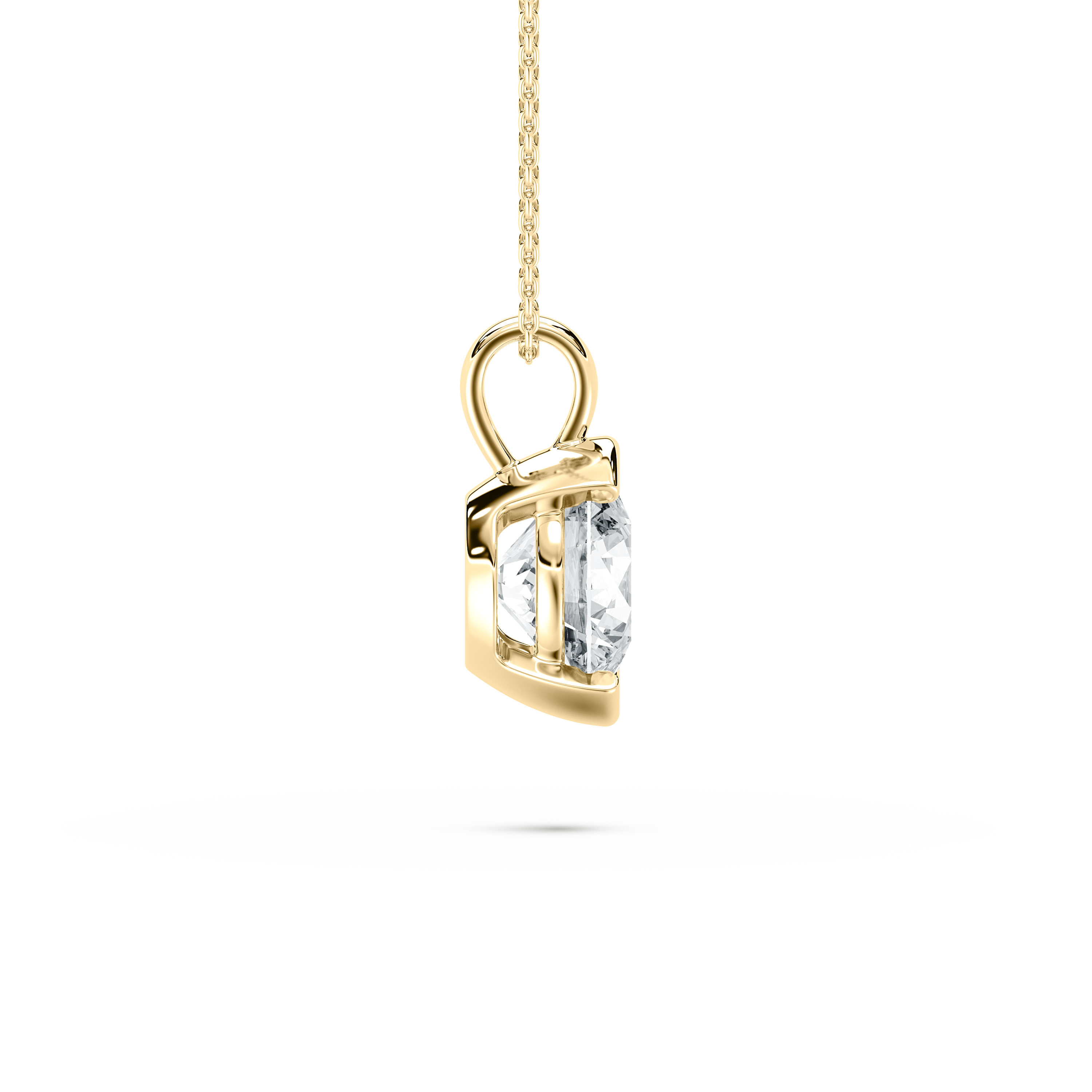 2 Carat Round Diamond Half Bezel Solitaire Pendant
