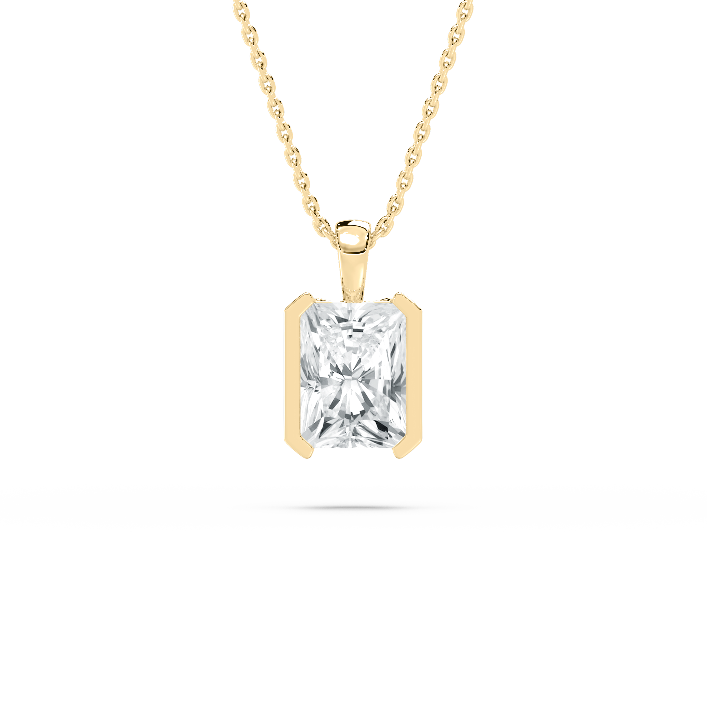 2 Carat Radiant Diamond Half Bezal Solitaire Pendant