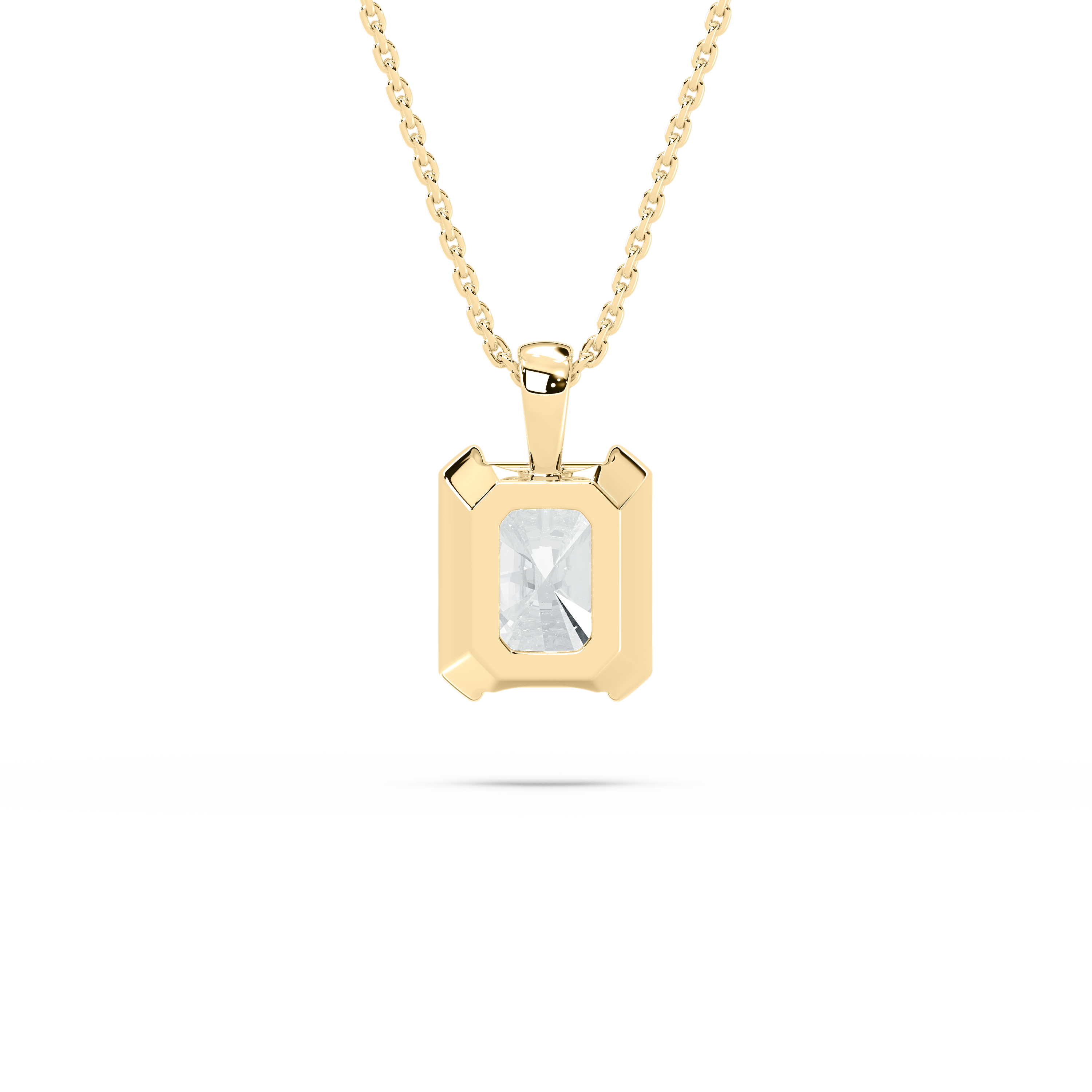 2 Carat Radiant Diamond Half Bezal Solitaire Pendant