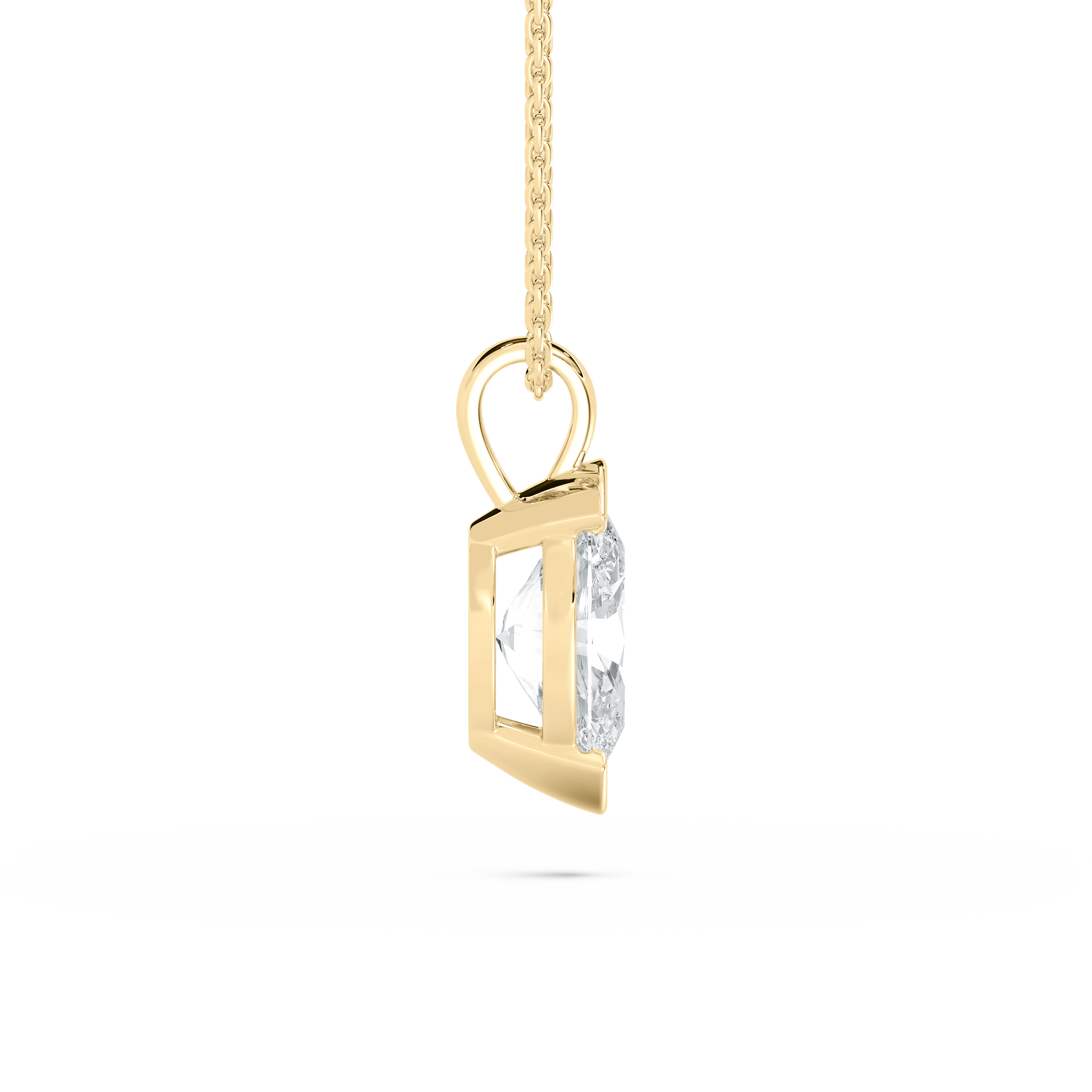 2 Carat Oval Diamond Half Bezal Solitaire Pendant