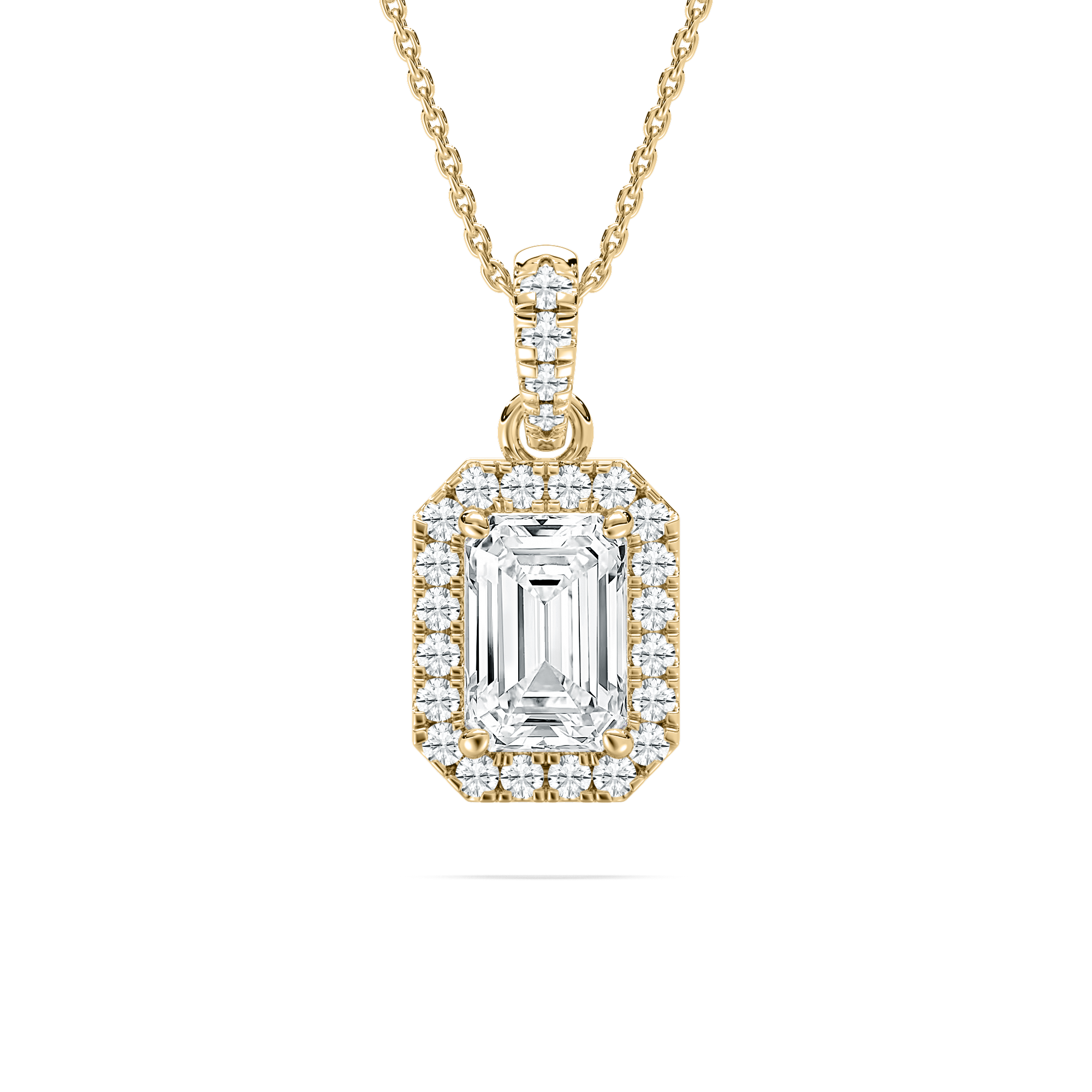 2 Carat Emerald Diamond Halo Tyra Pendant  