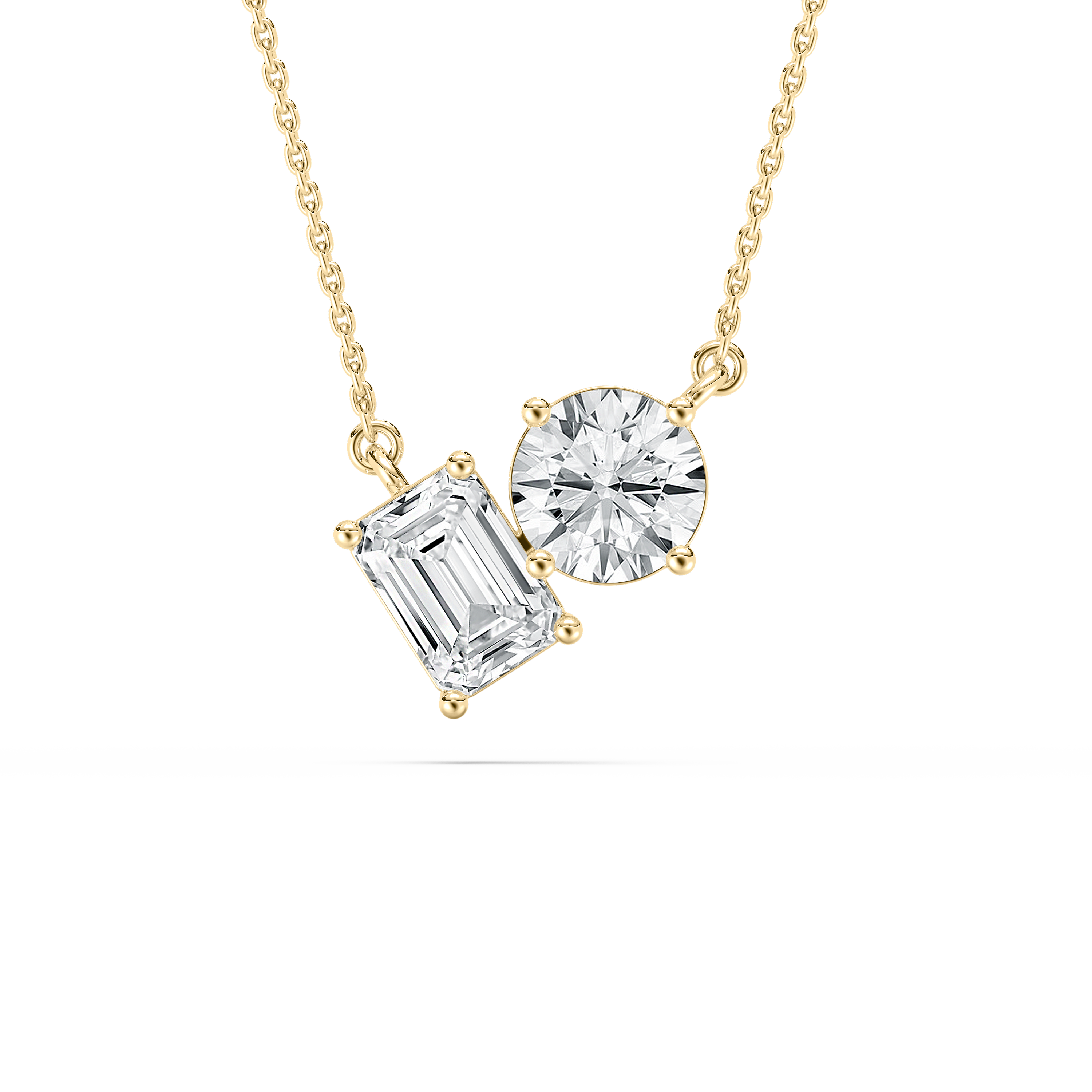 2 Carat Round And Emerald Shape Diamond Carmen Fashion Pendant