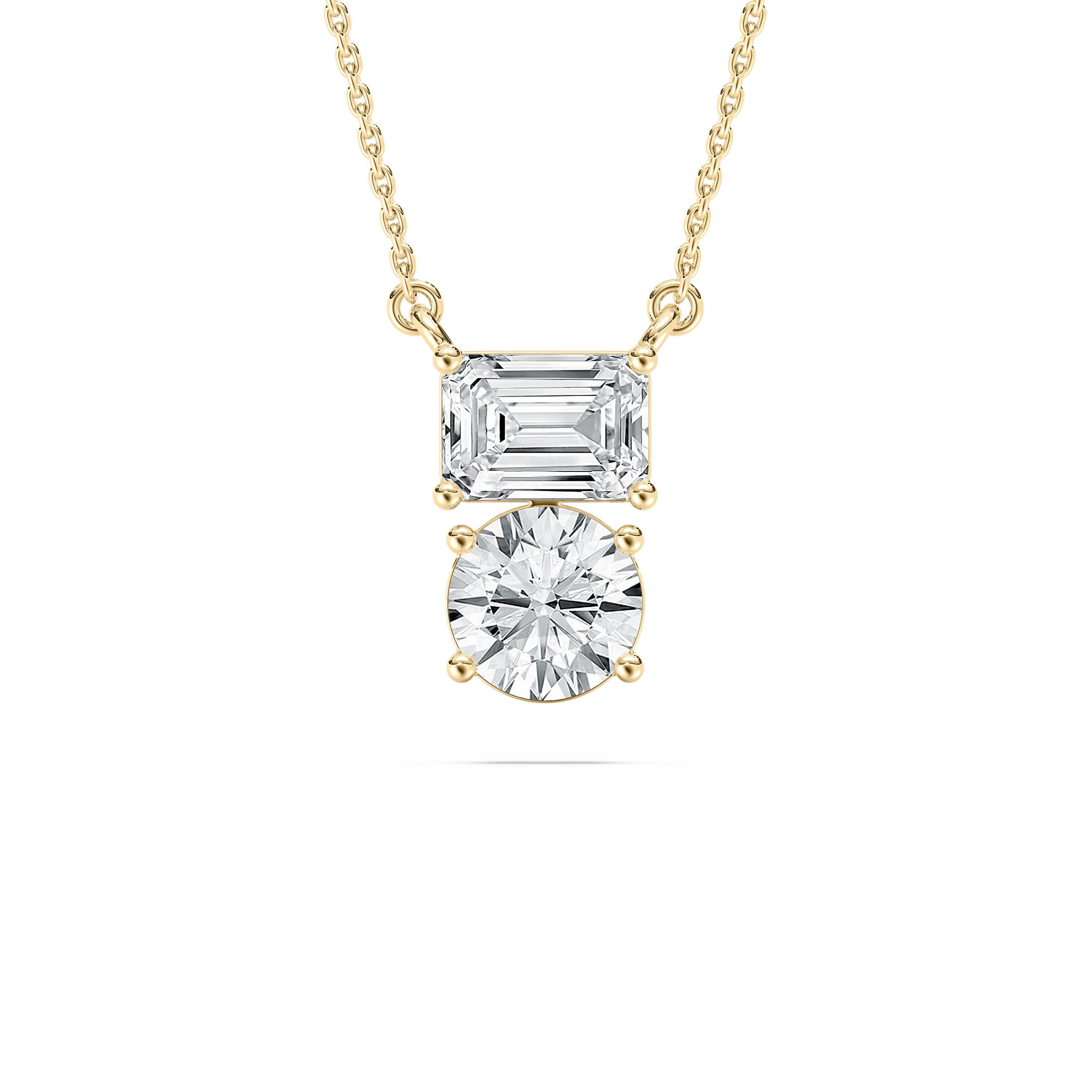 2 Carat Round And Emerald Diamond Serene Fashion Pendant 