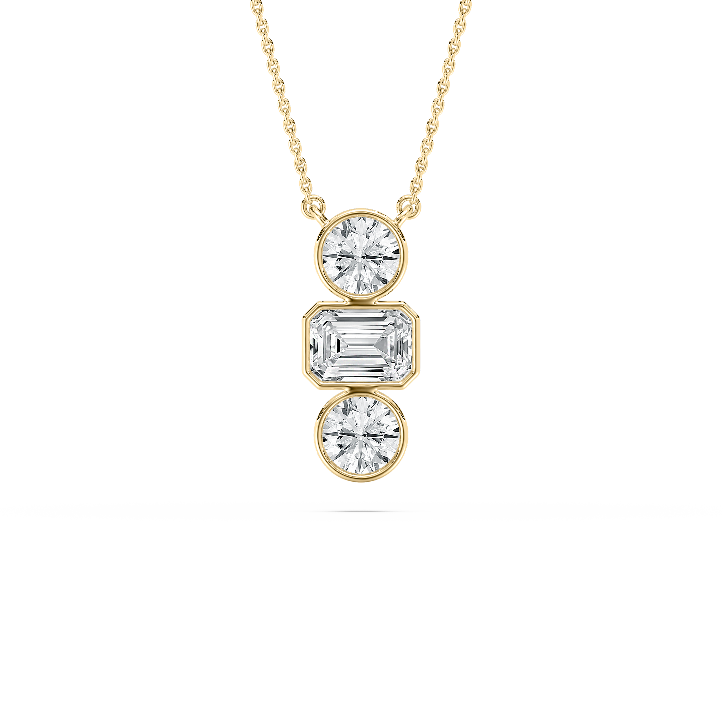 2 Carat Round And Emerald Diamond Svelte Straight Fashion Pendant 