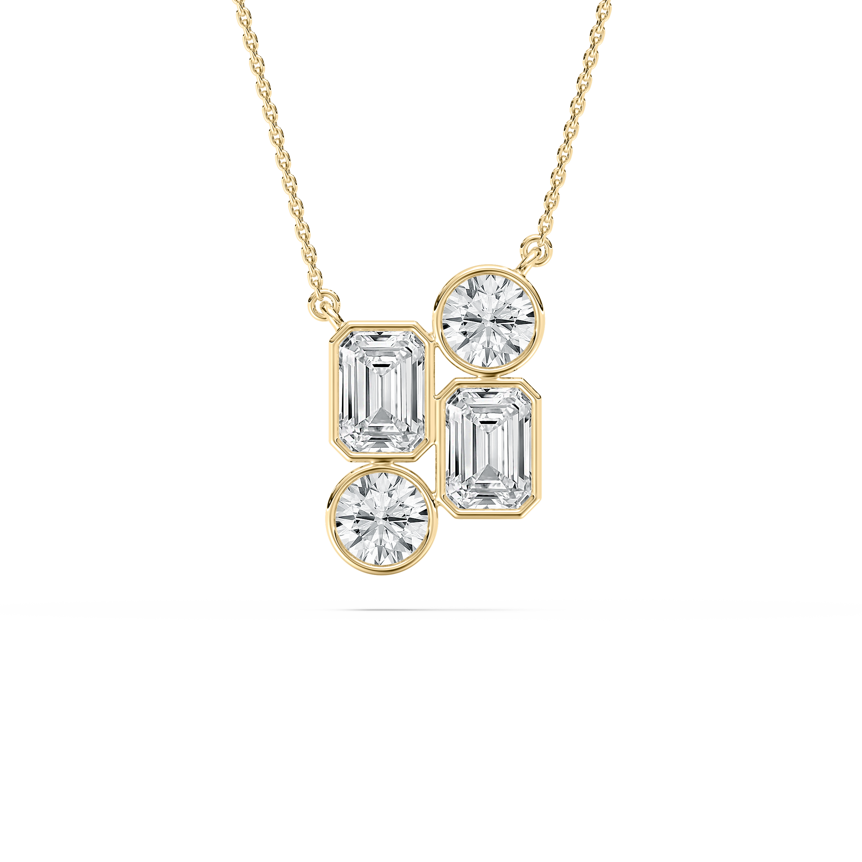 3 Carat Round And Emerald Diamond Scenic Up And Down Fashion Pendant 